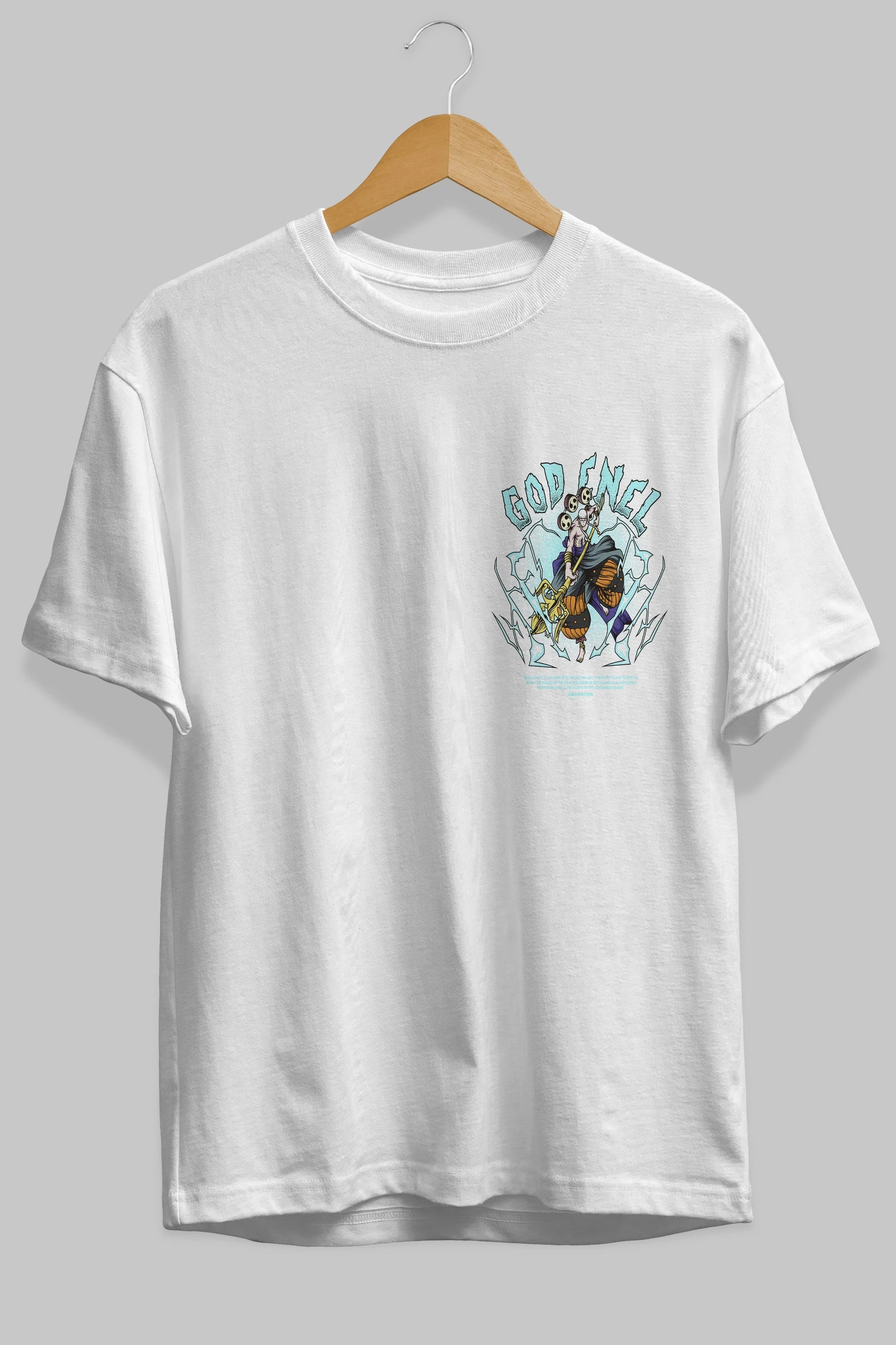 Eneru Ön Sol Baskılı Oversize t-shirt Erkek Kadın Unisex %100 Pamuk Bisiklet Yaka tişort