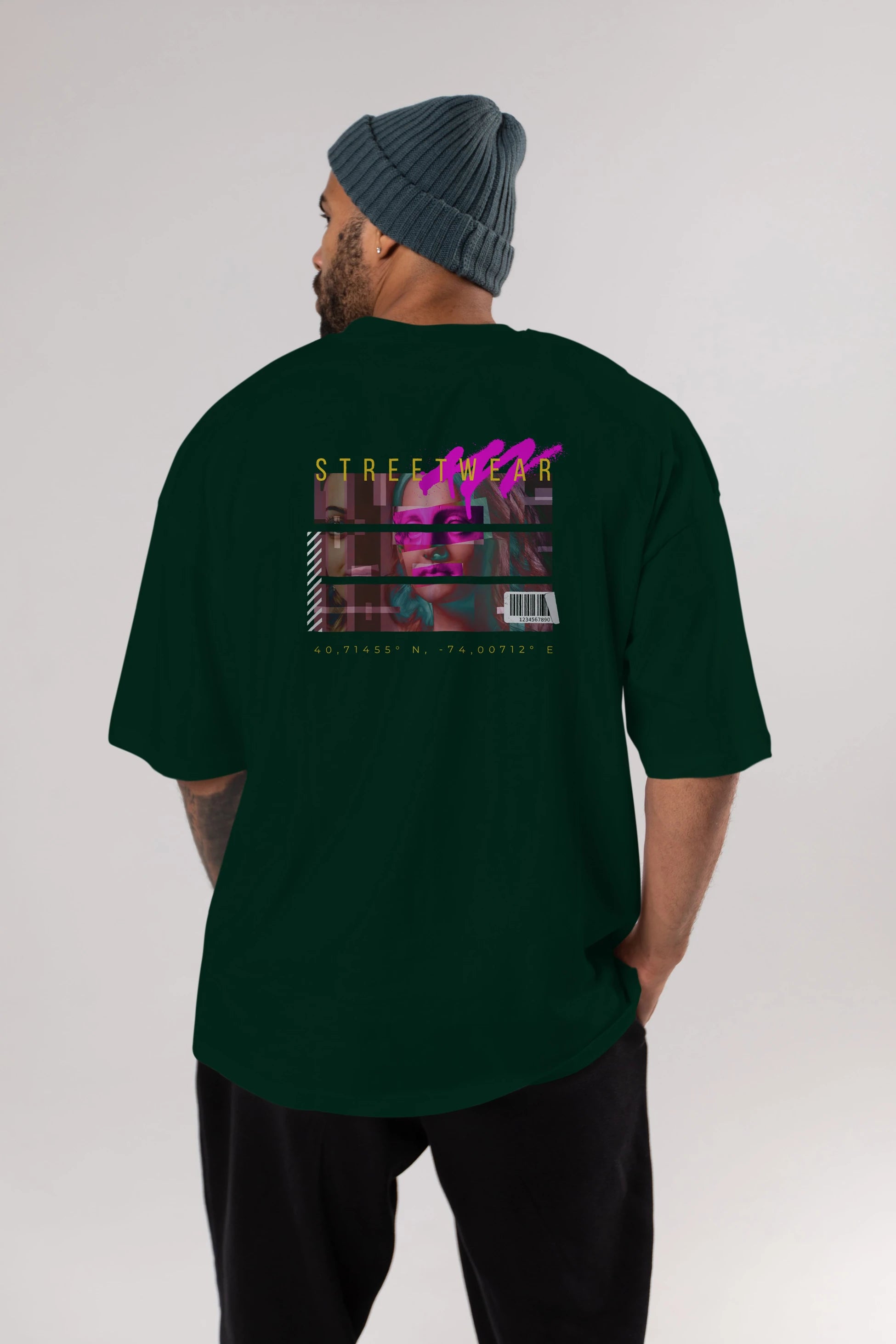 Futuristic Streetwear 2 Arka Baskılı Oversize t-shirt Erkek Kadın Unisex