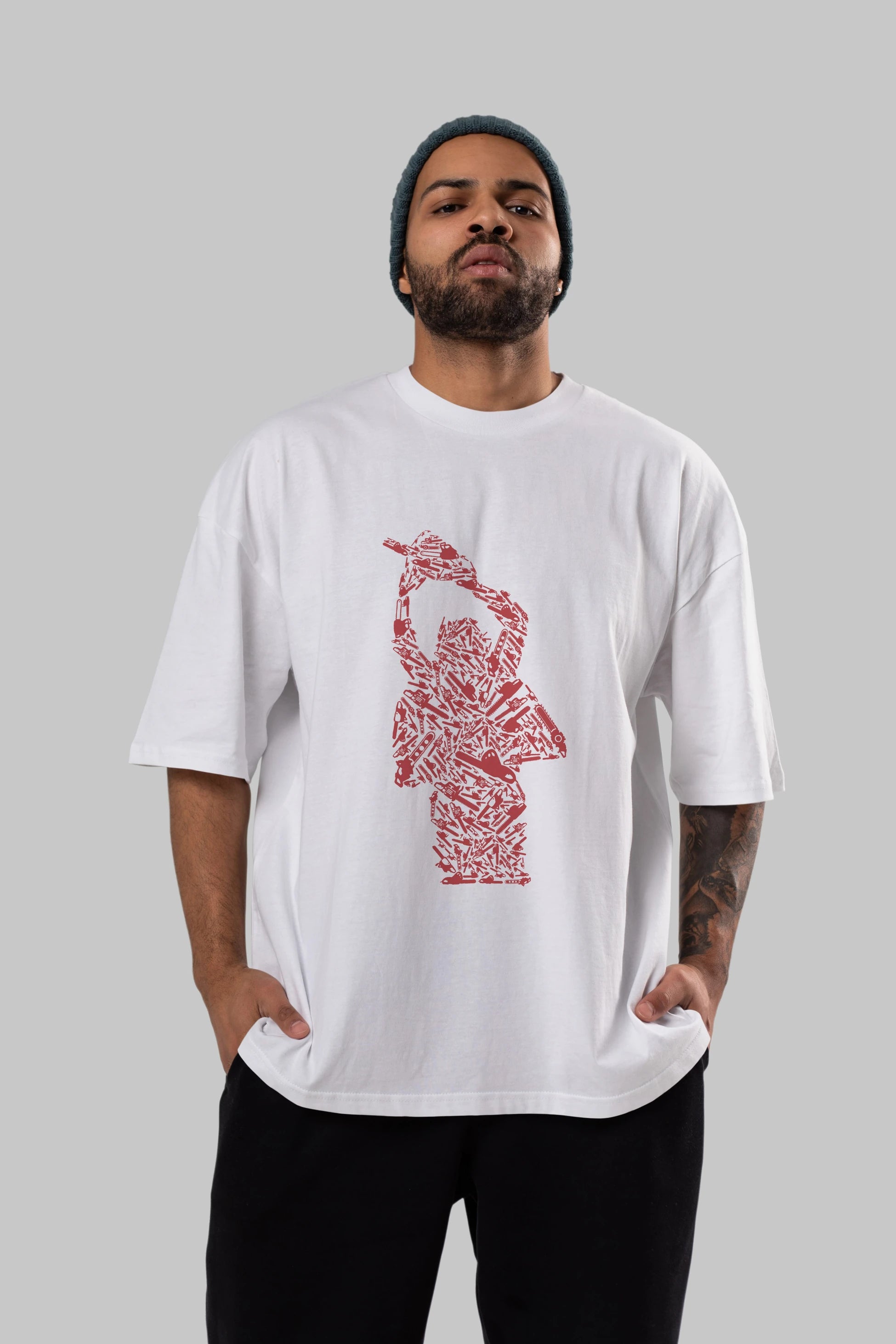 Chainsaw Ön Baskılı Oversize t-shirt %100 pamuk Erkek Kadın Unisex