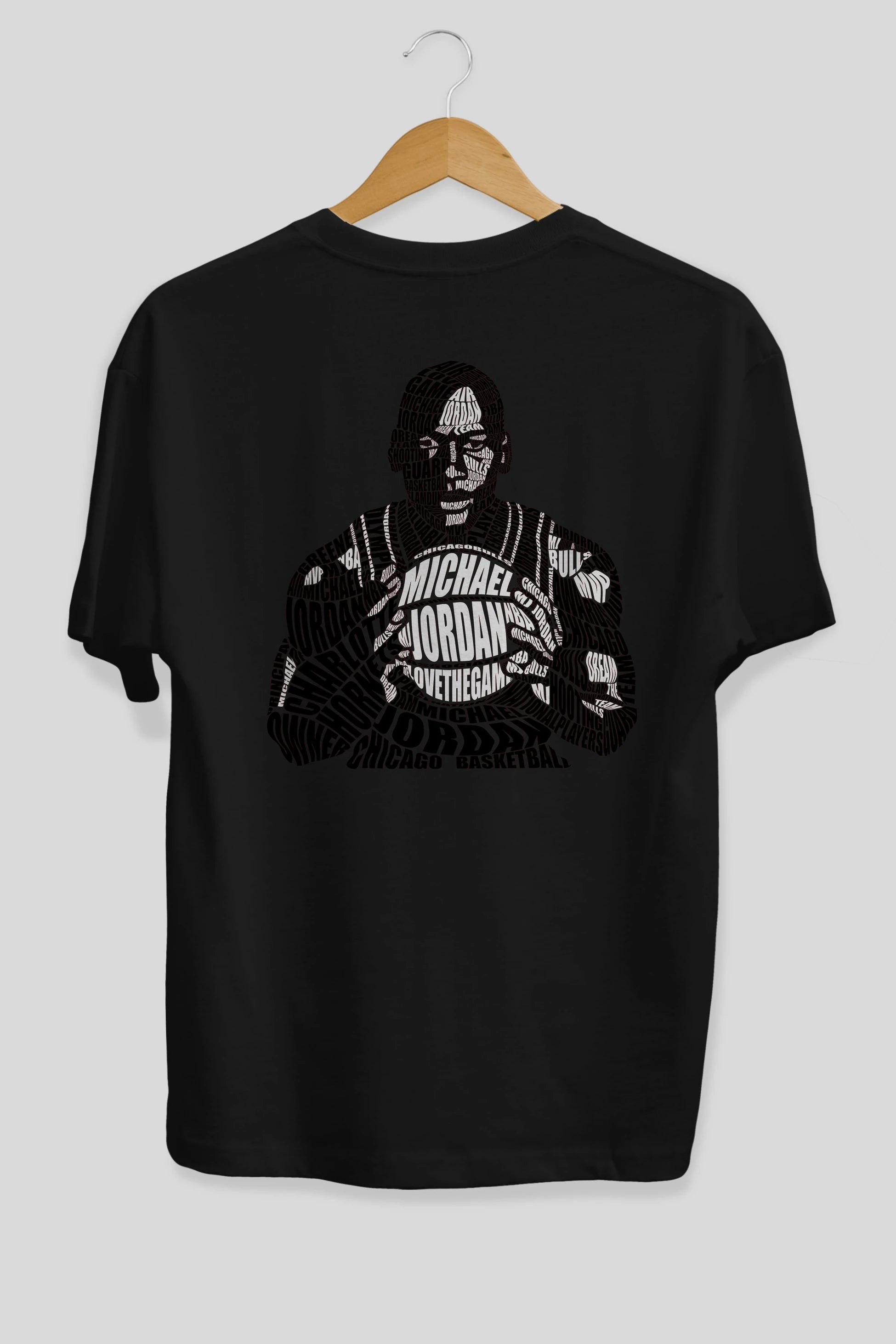 Michael Jordan Calligram Arka Baskılı Oversize t-shirt %100 pamuk Erkek Kadın Unisex
