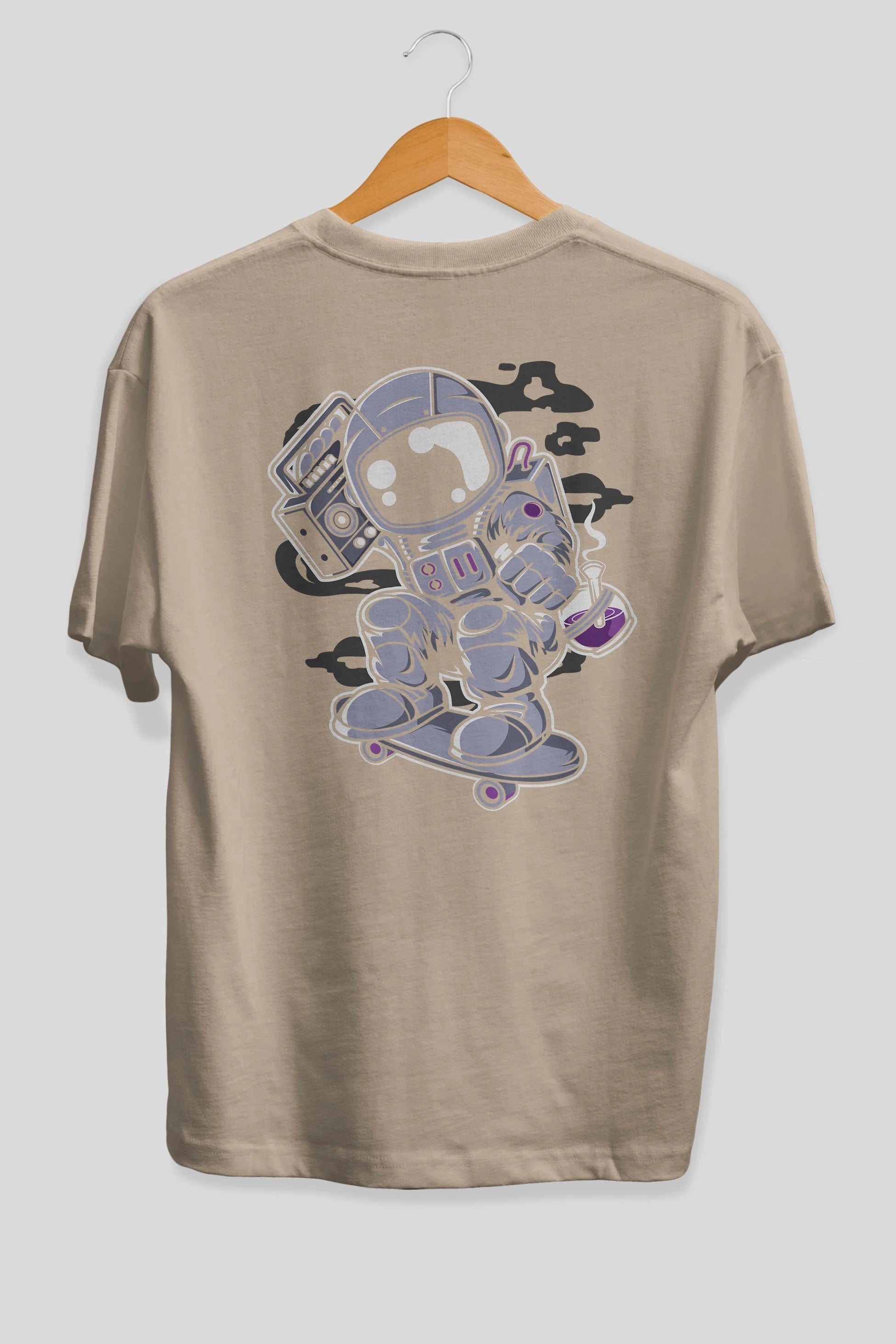 Astroanut Skater Boombox Arka Baskılı Oversize t-shirt Erkek Kadın Unisex