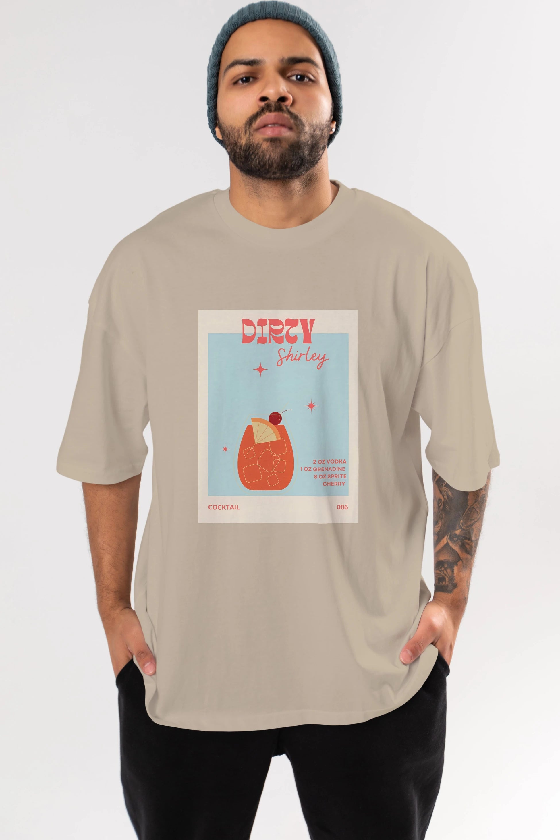 Dirty Shirley Ön Baskılı Oversize t-shirt Erkek Kadın Unisex %100 Pamuk Bisiklet Yaka tişort