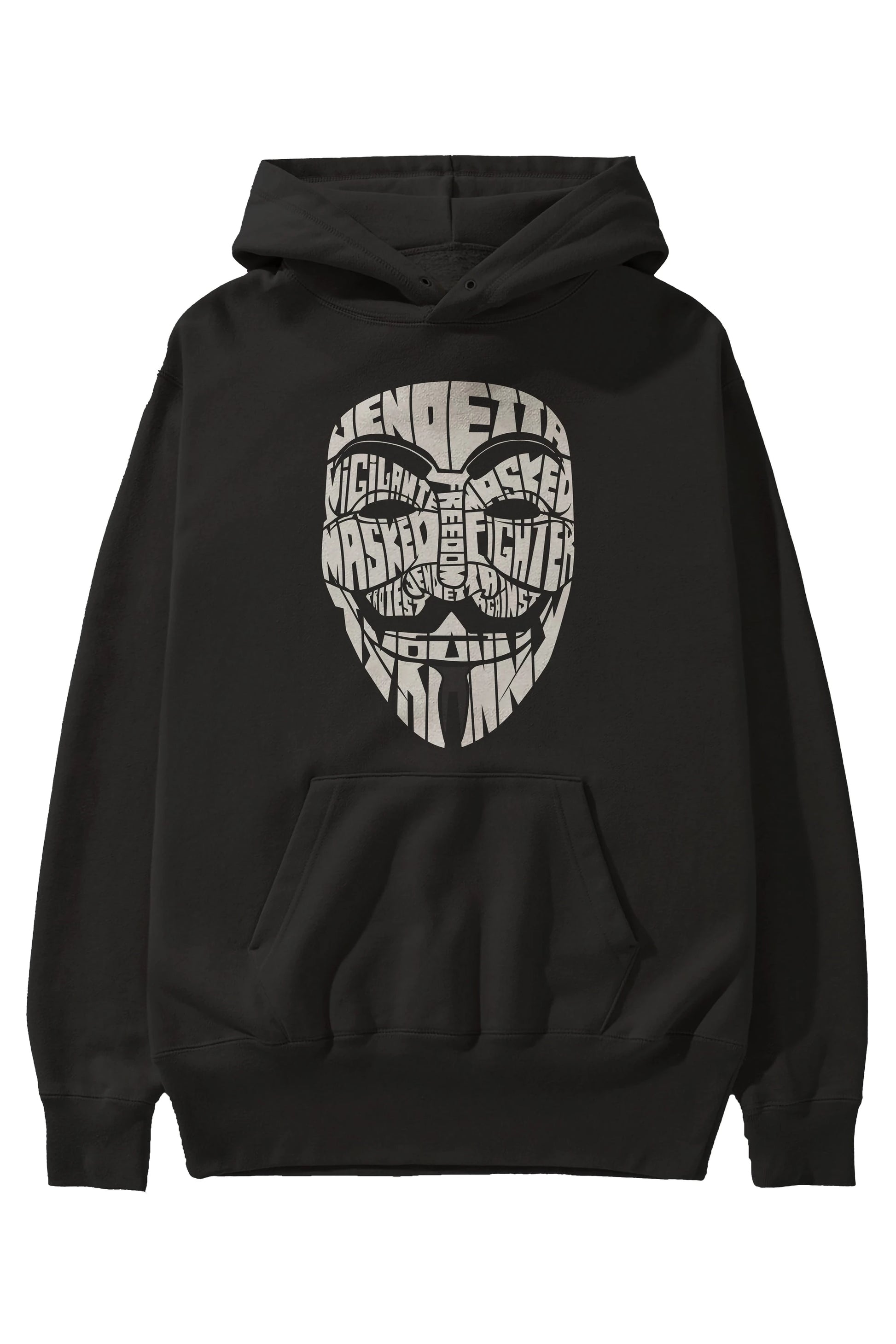 Vendetta Ön Baskılı Hoodie Oversize Kapüşonlu Sweatshirt Erkek Kadın Unisex