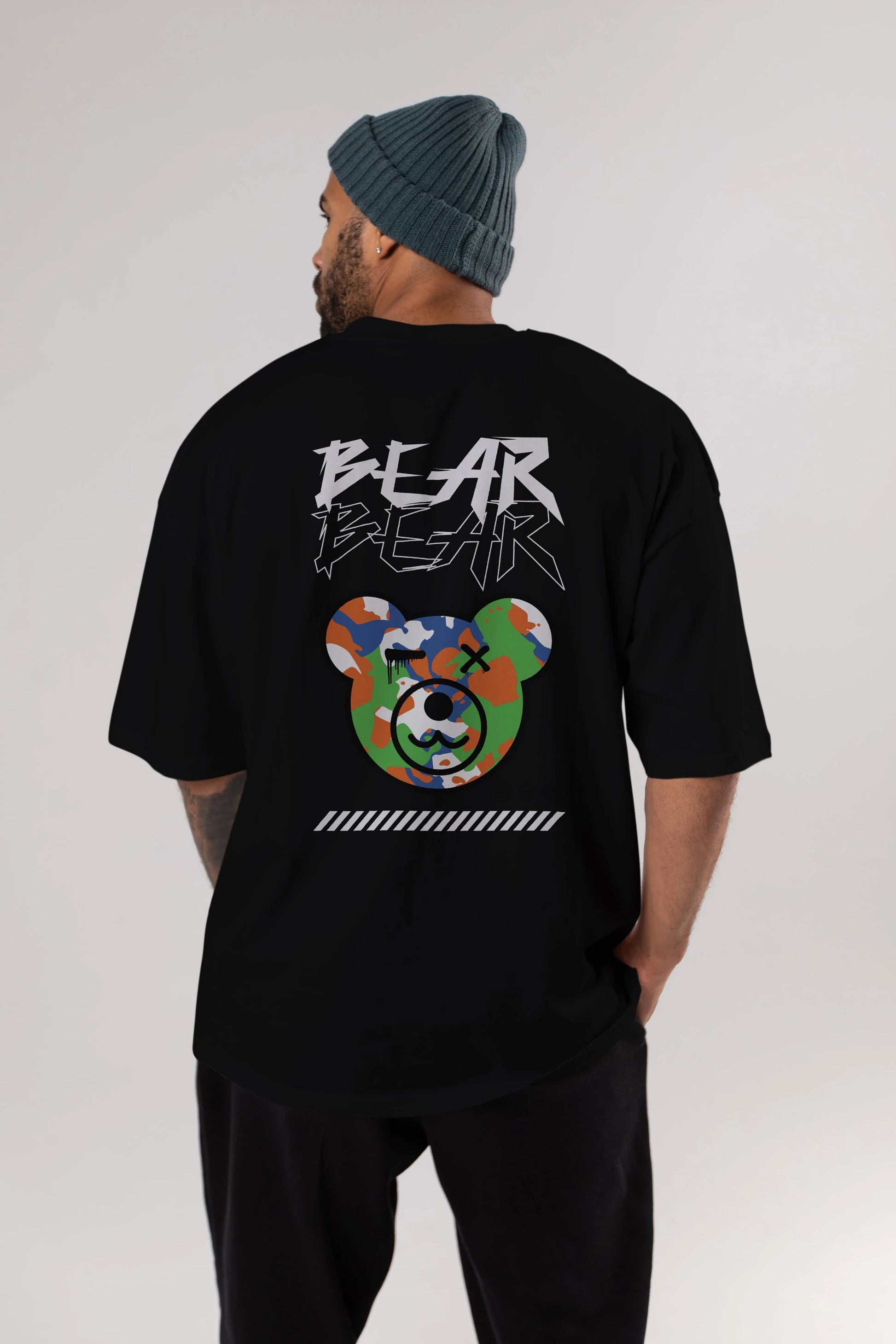Bear Bear Arka Baskılı Oversize t-shirt Erkek Kadın Unisex