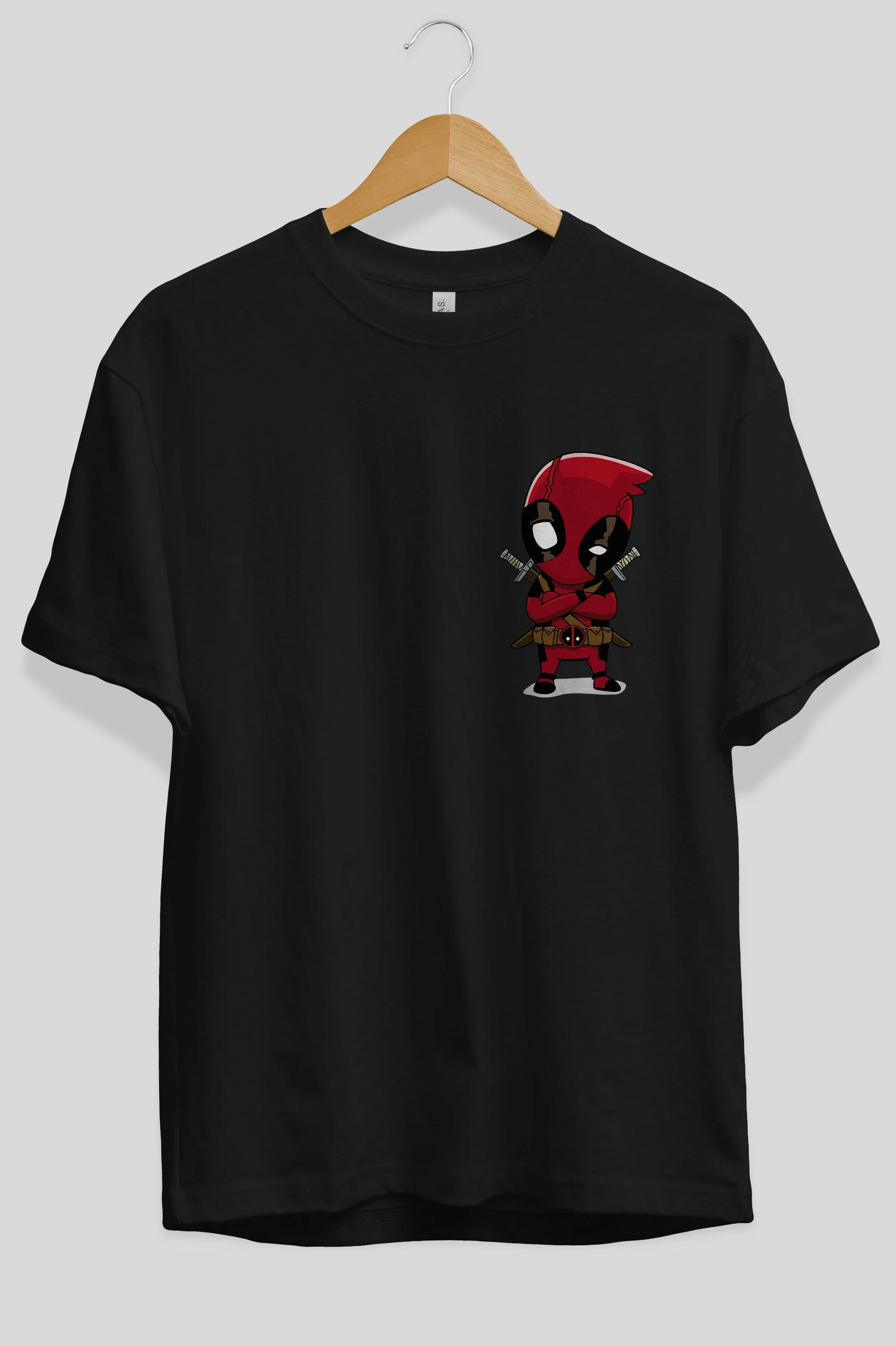 Deadpool (19) Ön Sol Baskılı Oversize t-shirt Erkek Kadın Unisex %100 Pamuk Bisiklet Yaka tişort