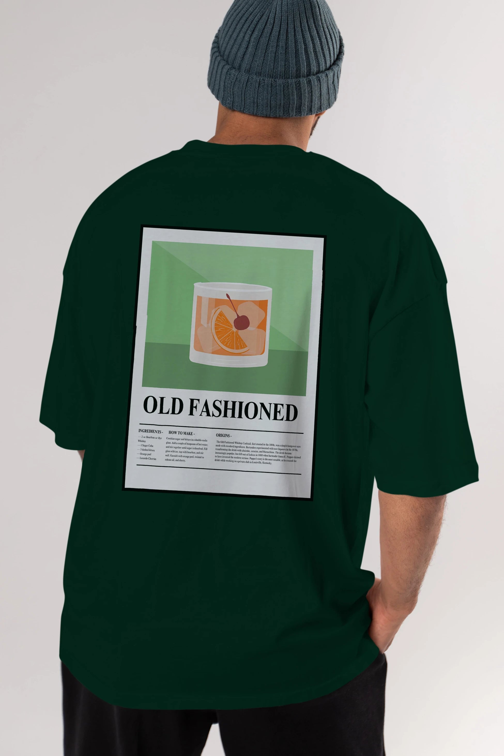 Old Fashioned Arka Baskılı Oversize t-shirt Erkek Kadın Unisex %100 Pamuk Bisiklet Yaka tişort