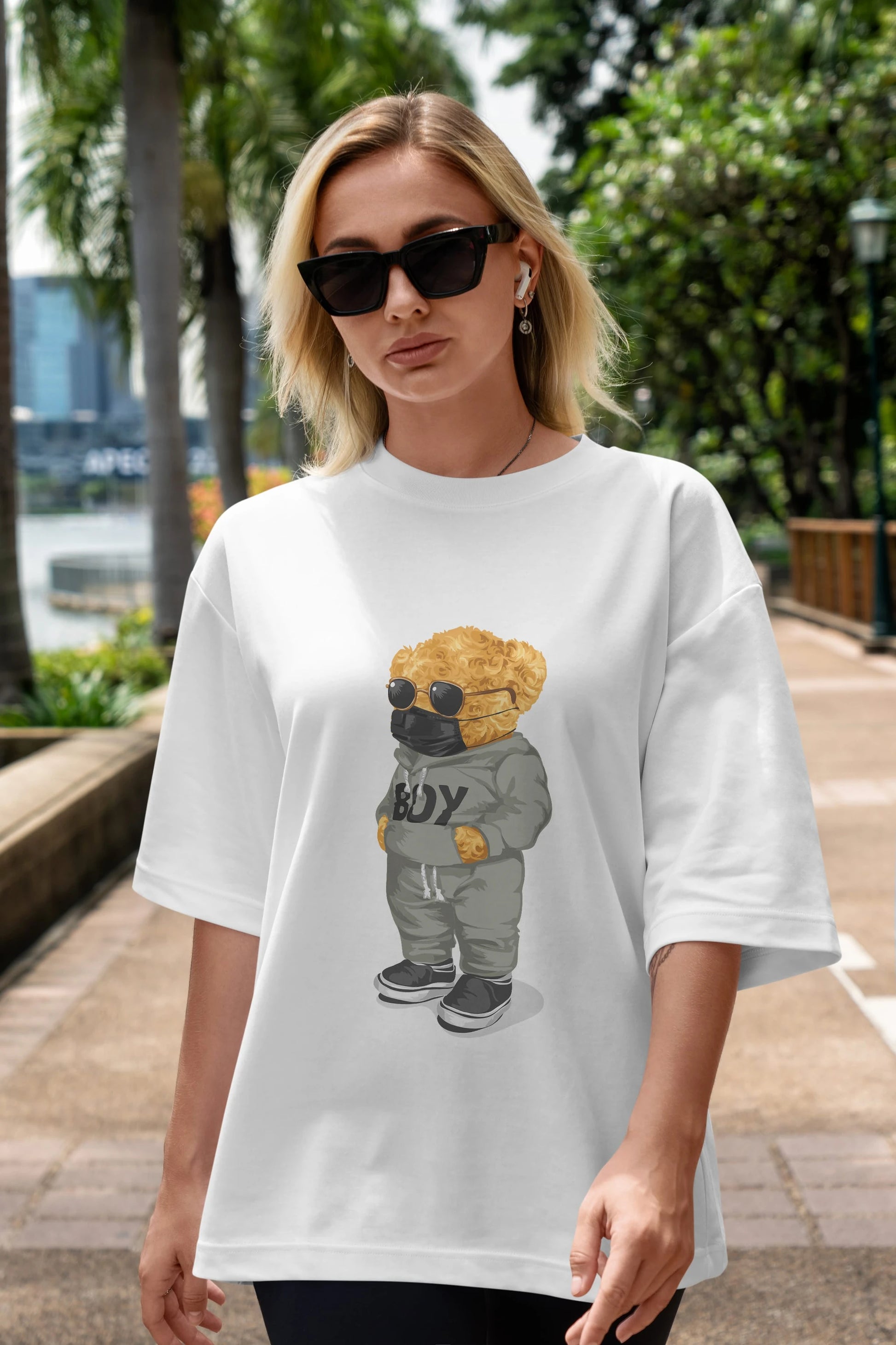Teddy Bear Boy Ön Baskılı Oversize t-shirt Erkek Kadın Unisex %100 Pamuk