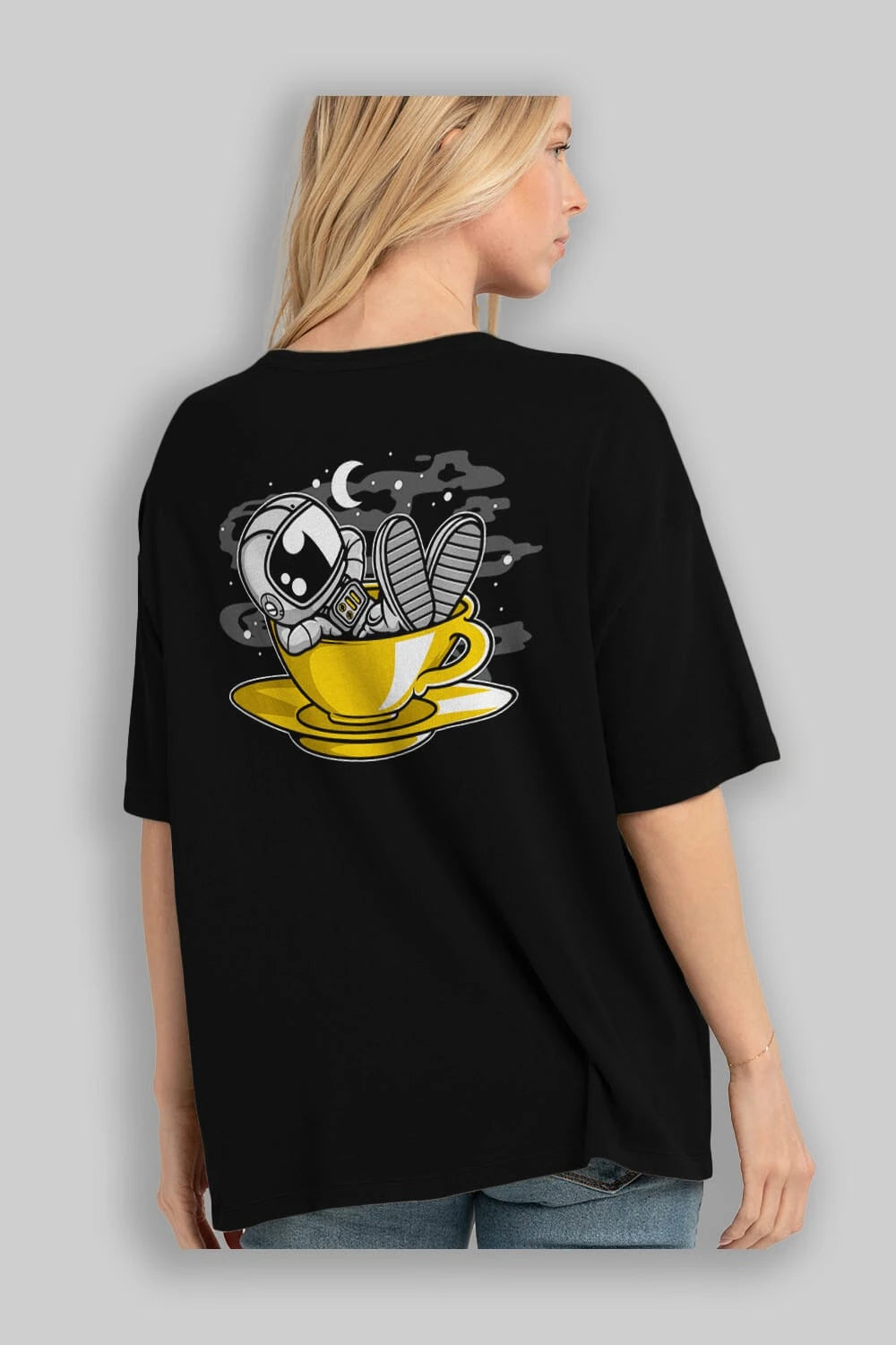 Astronaut Relax Arka Baskılı Oversize t-shirt Erkek Kadın Unisex