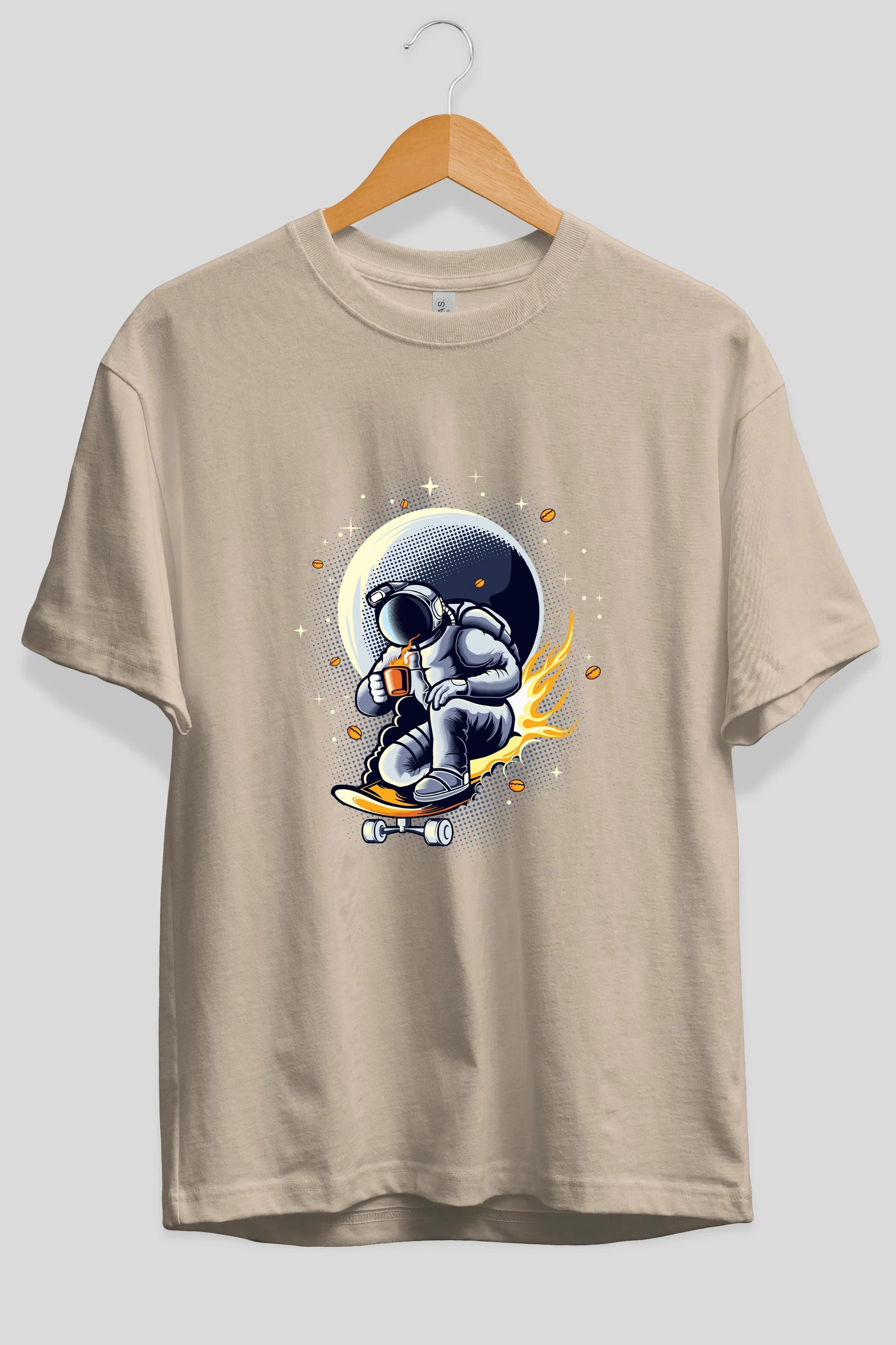 Astro Coffee Addict Ön Baskılı Oversize t-shirt Erkek Kadın Unisex