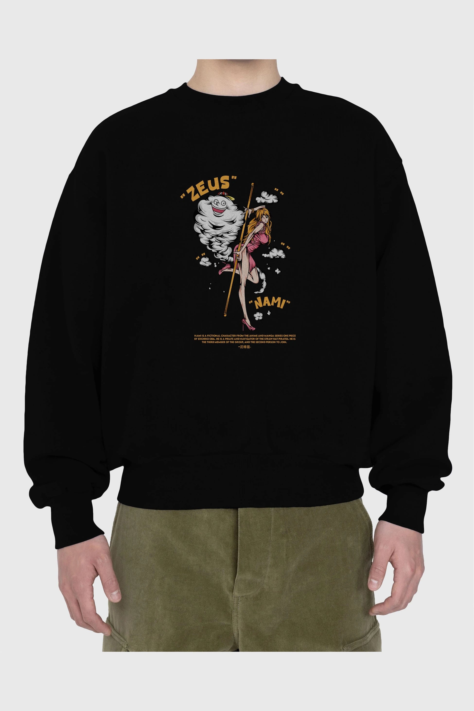 Zeus Nami Anime Ön Baskılı Oversize Sweatshirt Erkek Kadın Unisex