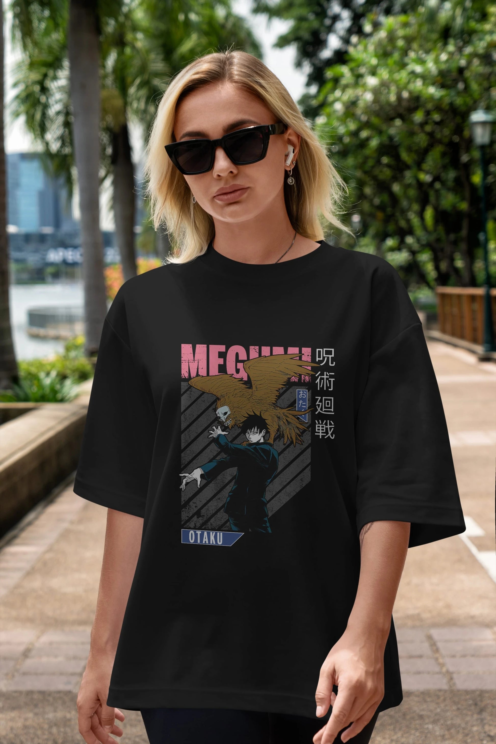 Megumi Fushiguro 2 Anime Ön Baskılı Oversize t-shirt %100 pamuk Erkek Kadın Unisex