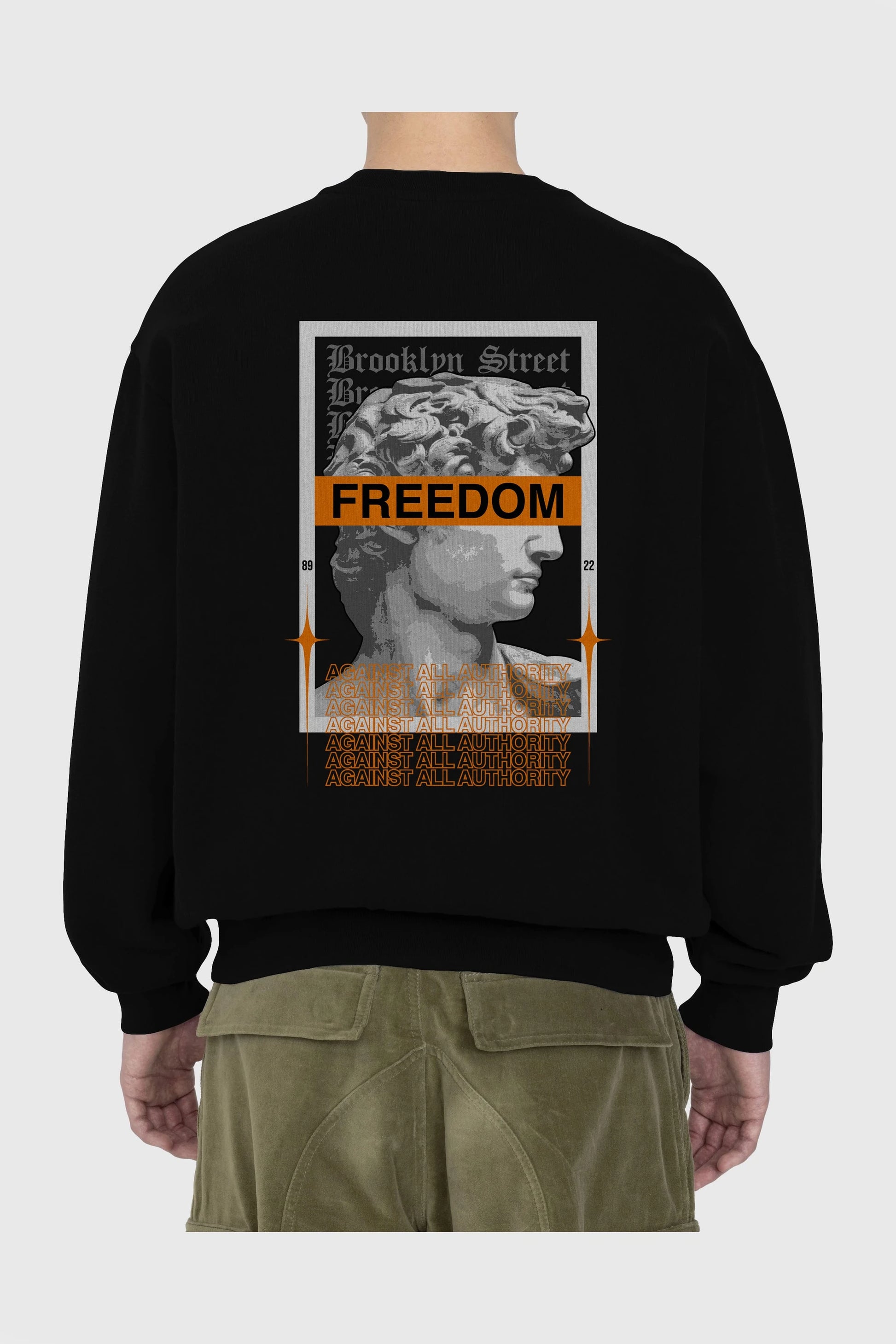 Brooklyn Street Arka Baskılı Oversize Sweatshirt Erkek Kadın Unisex