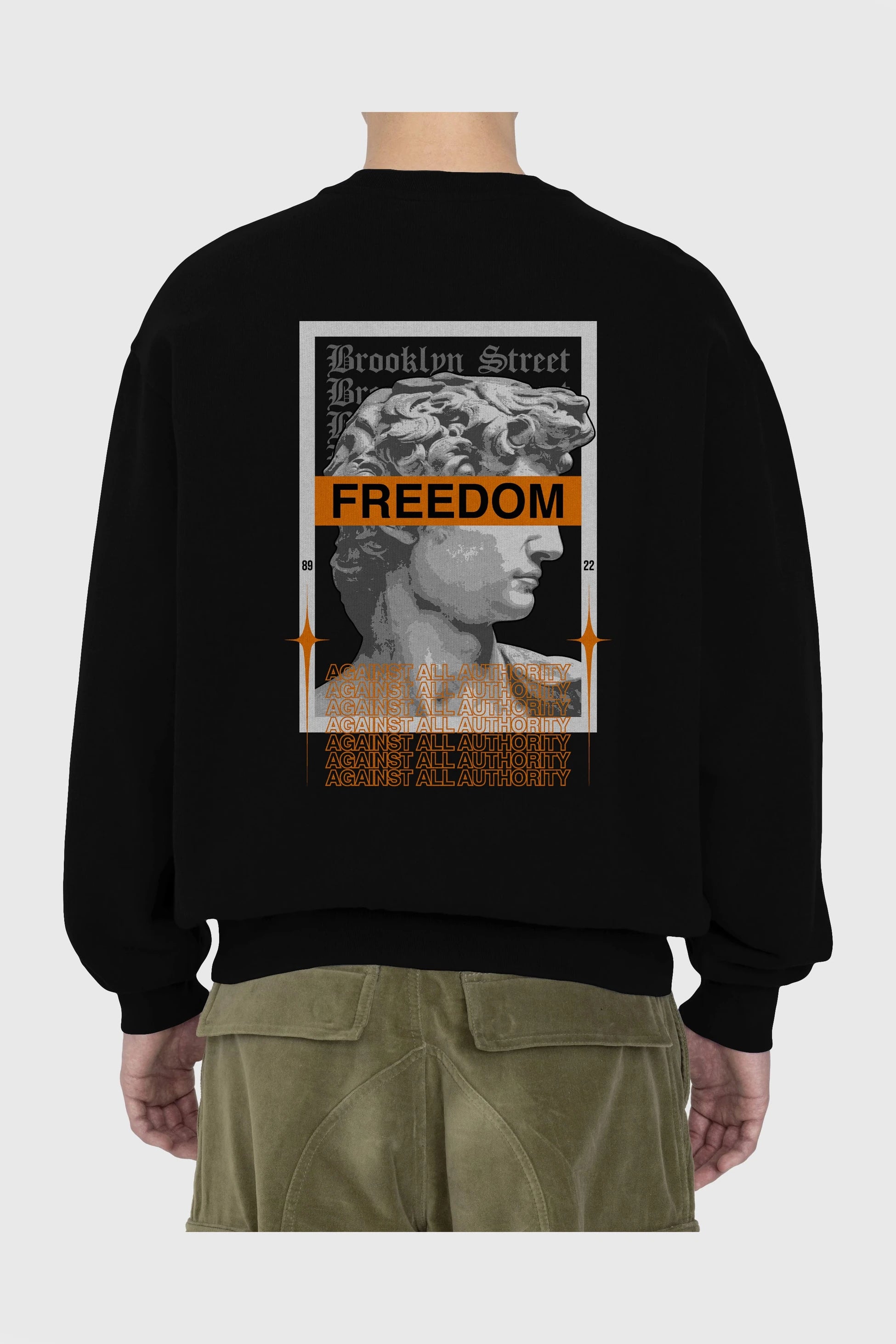 Brooklyn Street Arka Baskılı Oversize Sweatshirt Erkek Kadın Unisex