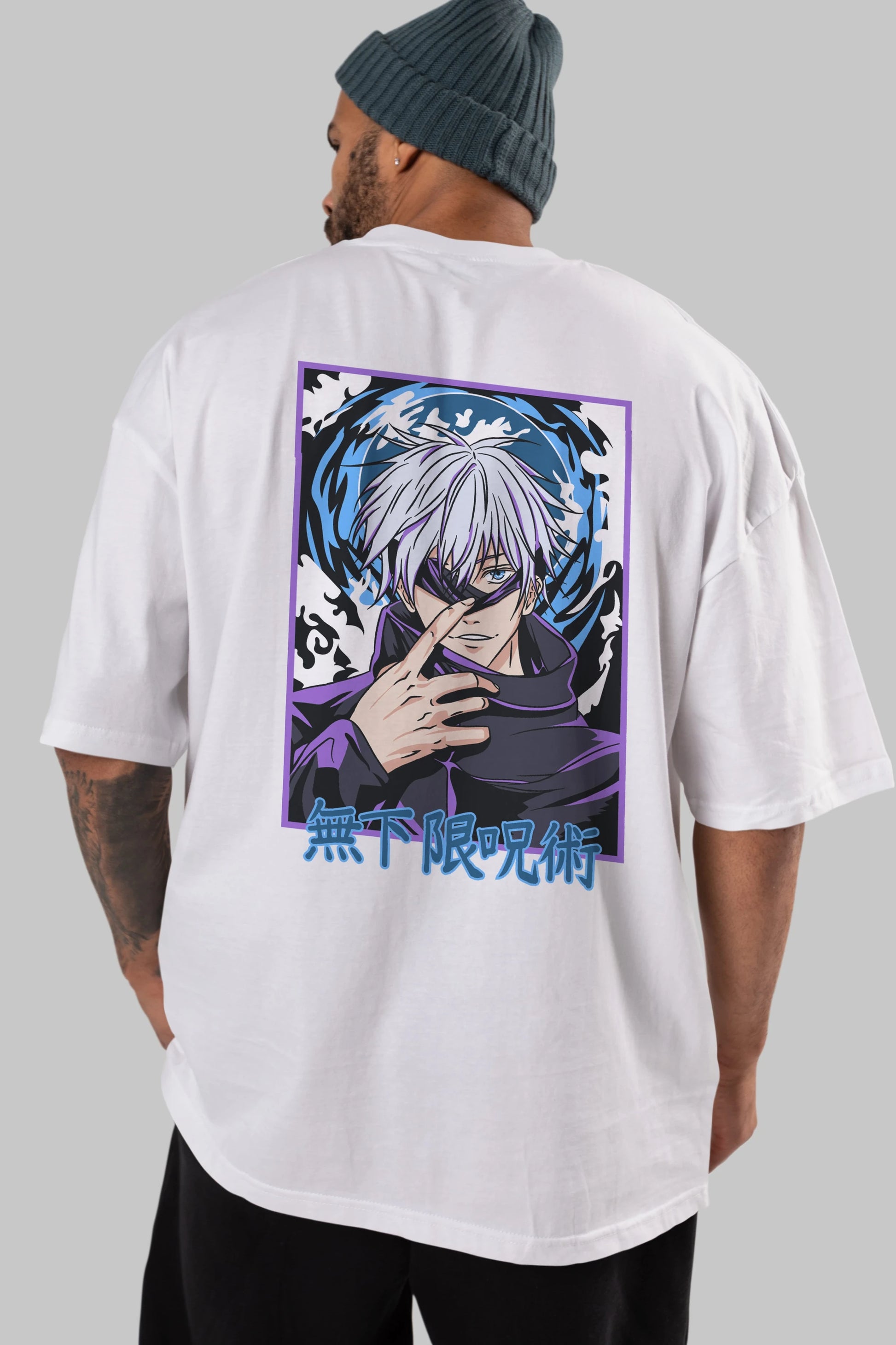 SATORU GOJO 3 Anime Arka Baskılı Oversize t-shirt Erkek Kadın Unisex