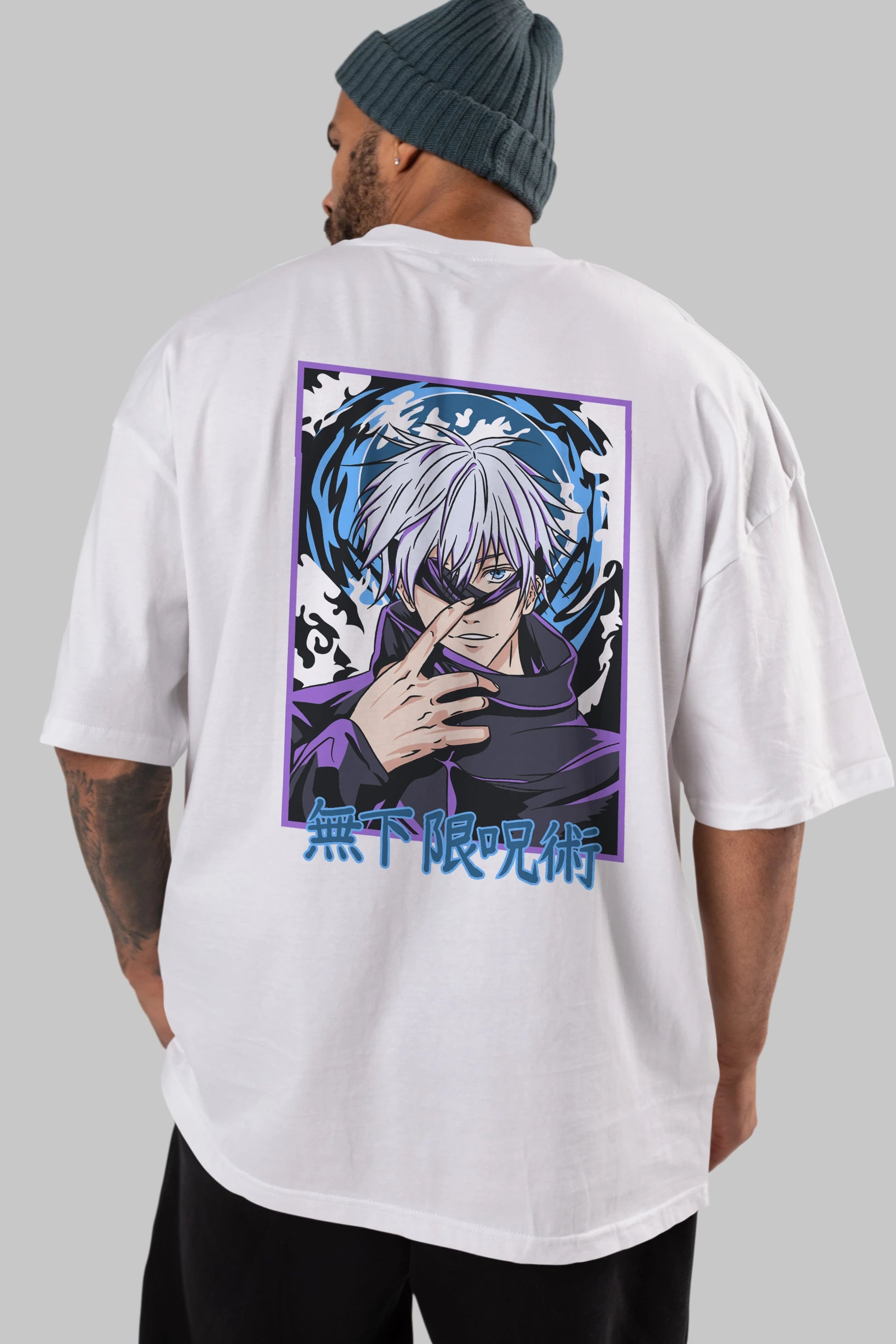 SATORU GOJO 3 Anime Arka Baskılı Oversize t-shirt Erkek Kadın Unisex