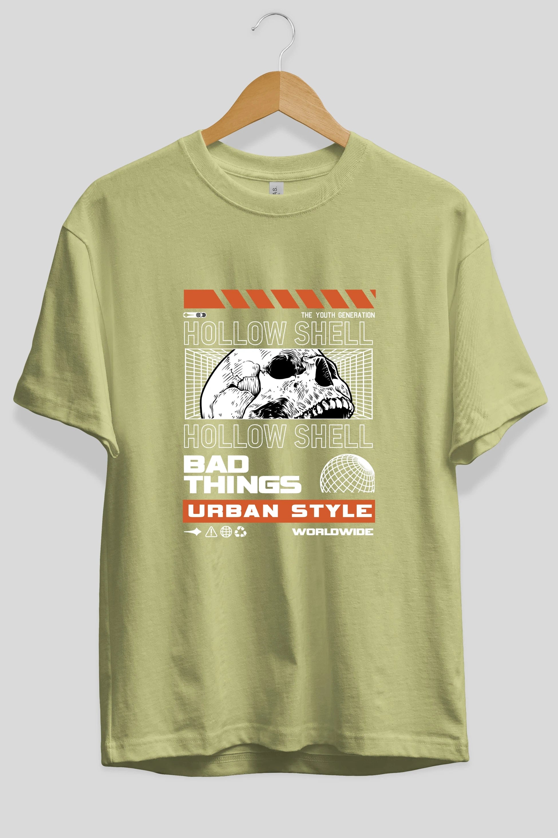 Hollow Shell Ön Baskılı Oversize t-shirt Erkek Kadın Unisex