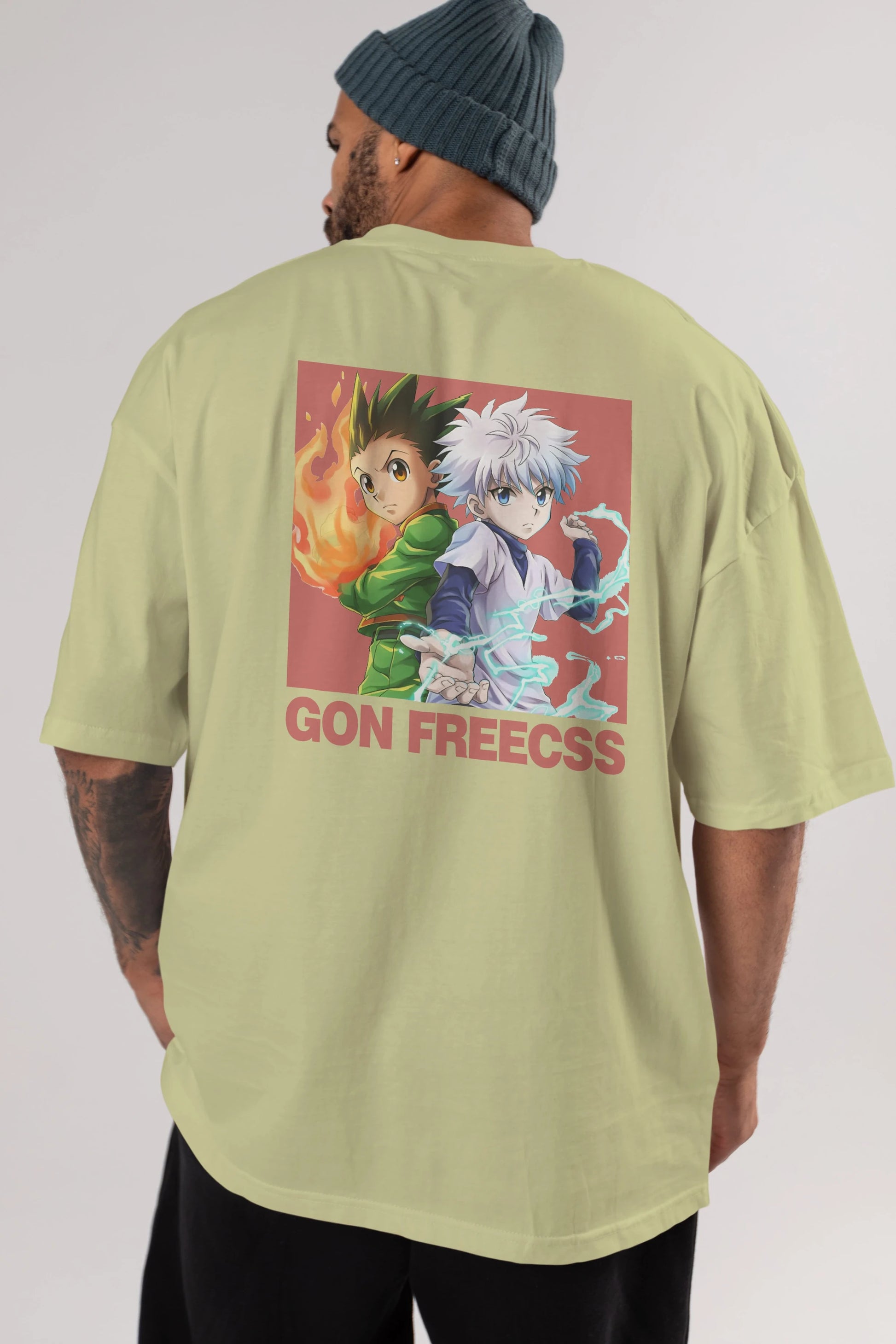 Gon Freecss HUNTER X HUNTER 4 Anime Arka Baskılı Oversize t-shirt Erkek Kadın Unisex