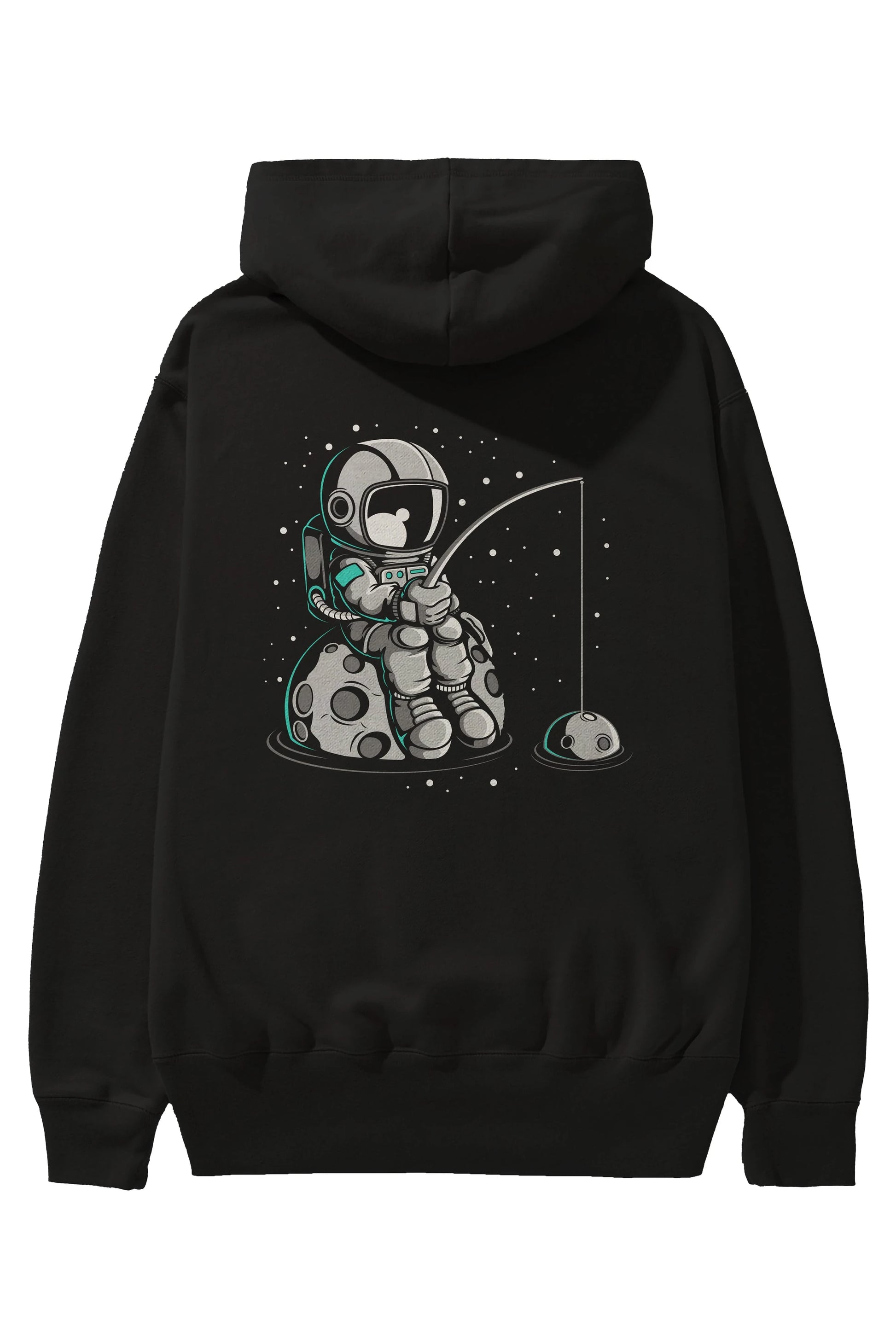 Astronaut Fishing Arka Baskılı Hoodie Oversize Kapüşonlu Sweatshirt Erkek Kadın Unisex