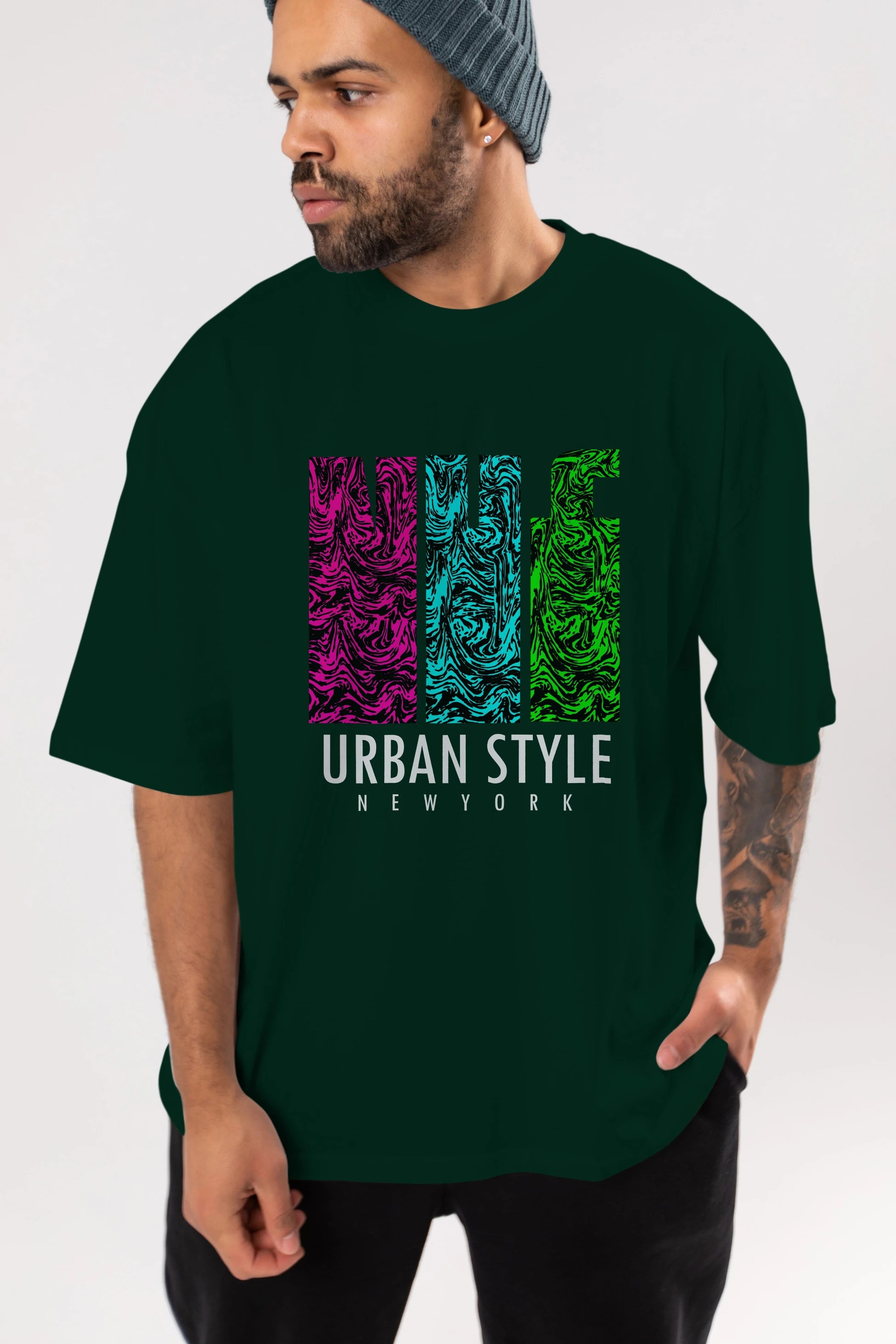 Urban Style Newyork Ön Baskılı Oversize t-shirt Erkek Kadın Unisex