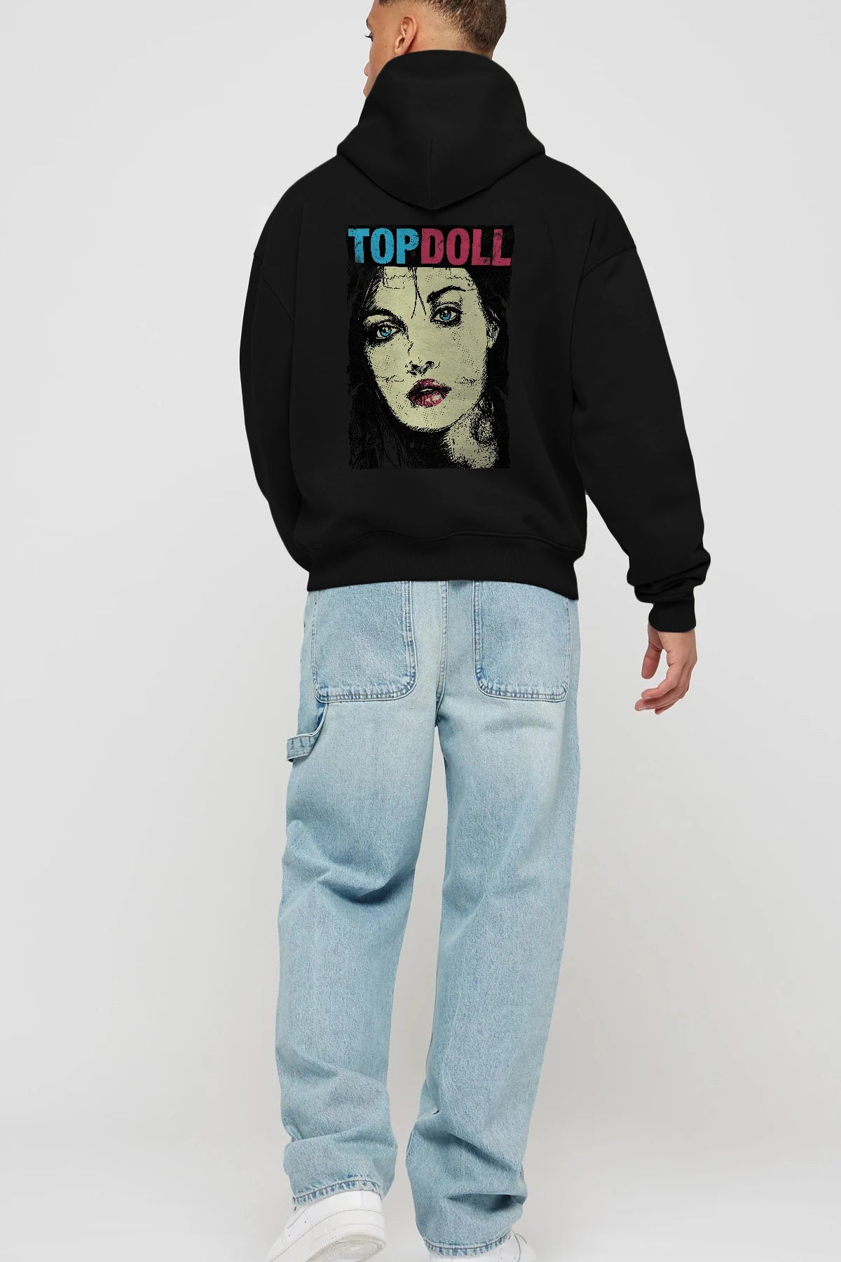 Topdoll Streetwear Arka Baskılı Hoodie Oversize Kapüşonlu Sweatshirt Erkek Kadın Unisex