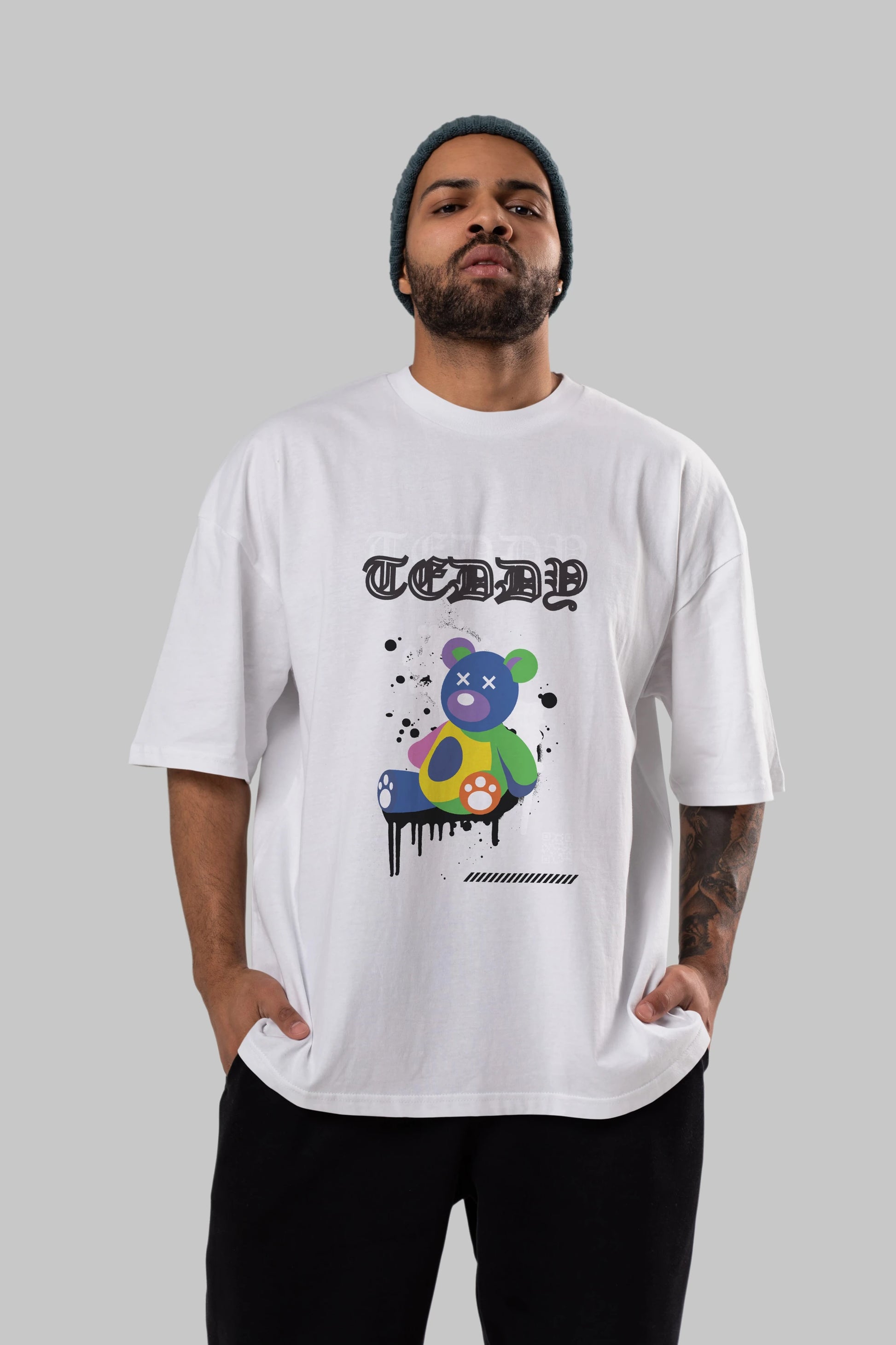 Teddy Bear Ön Baskılı Oversize t-shirt Erkek Kadın Unisex