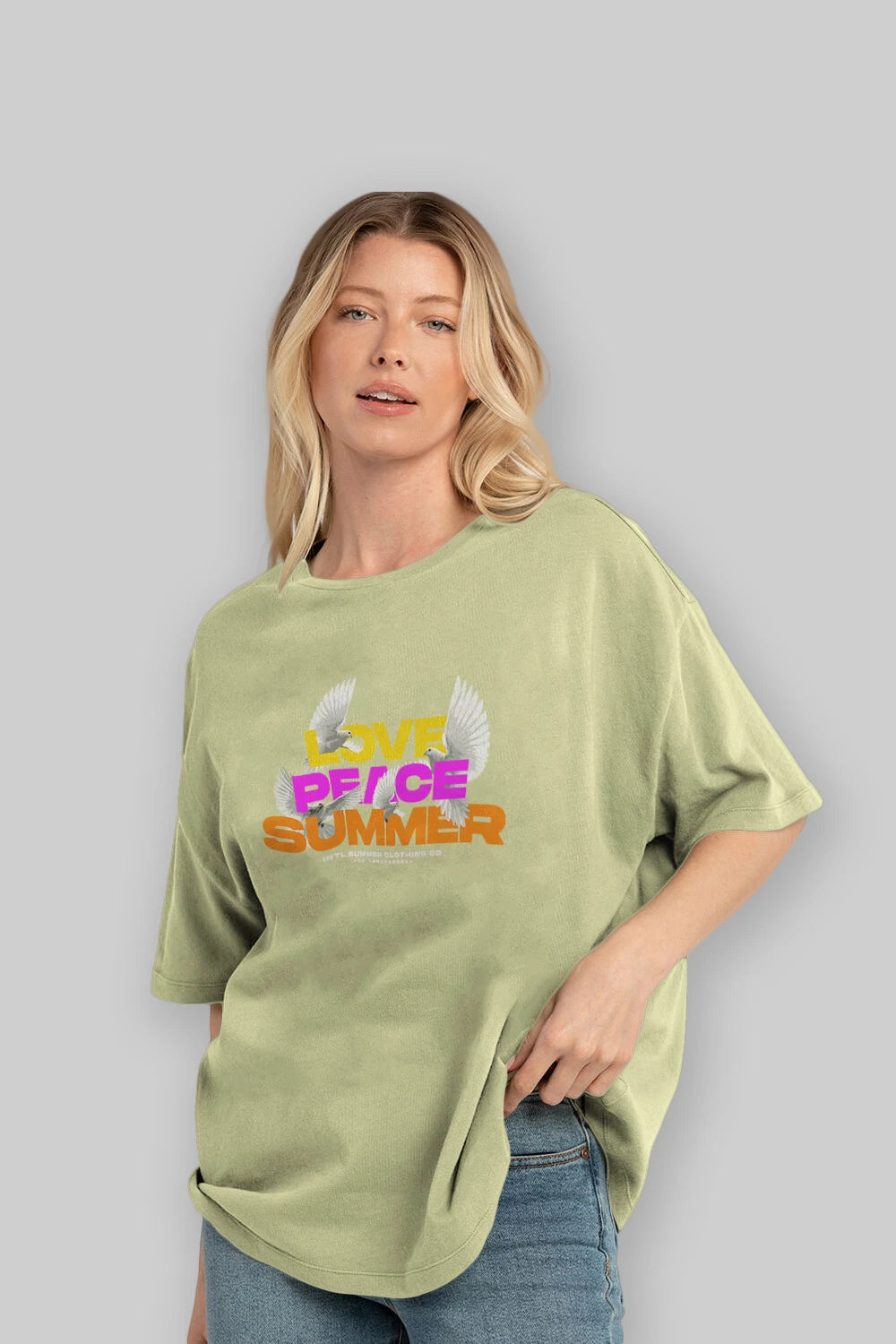 Love Peace Summer Ön Baskılı Oversize t-shirt Erkek Kadın Unisex