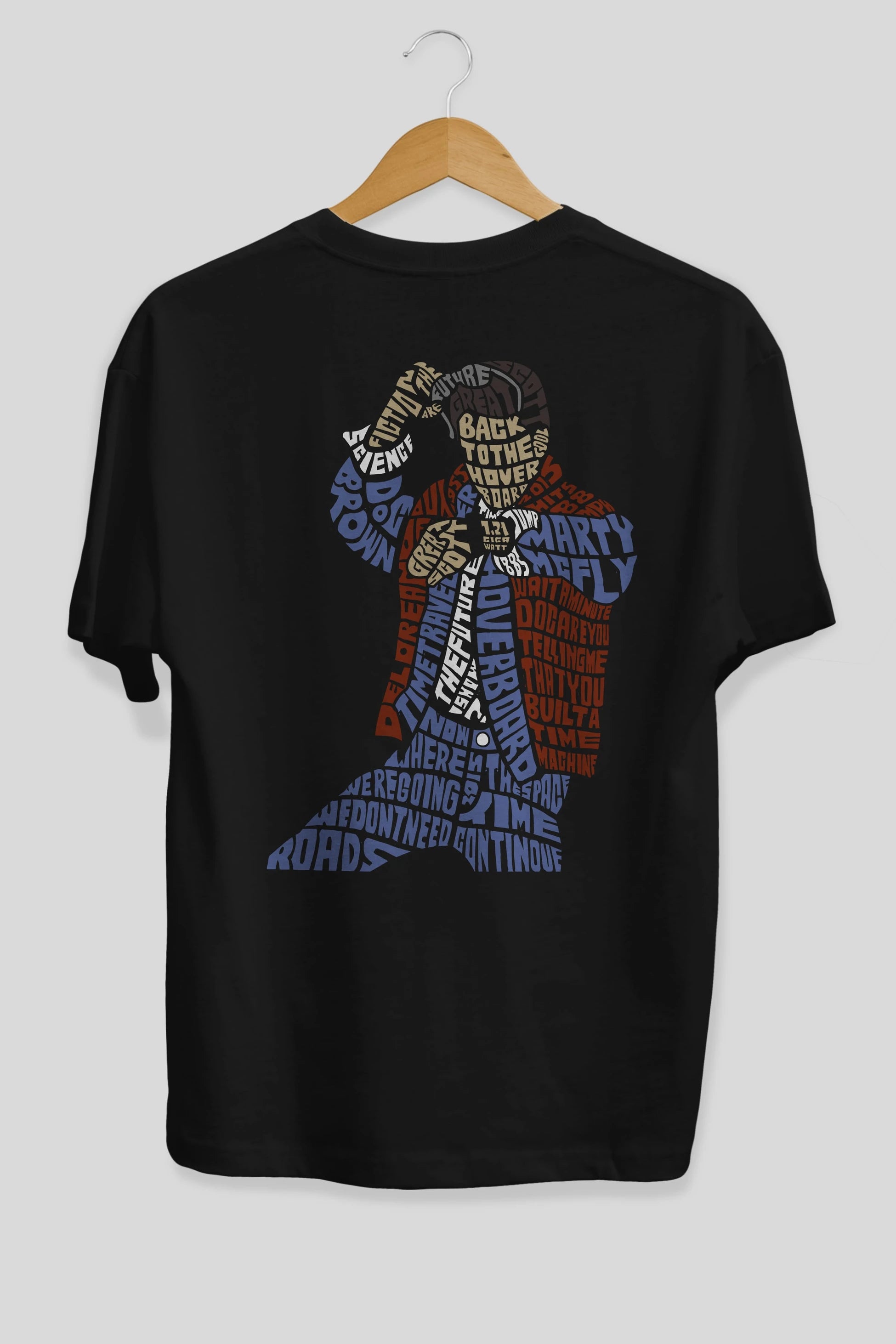 Back To The Hoverboard Arka Baskılı Oversize t-shirt %100 pamuk Erkek Kadın Unisex