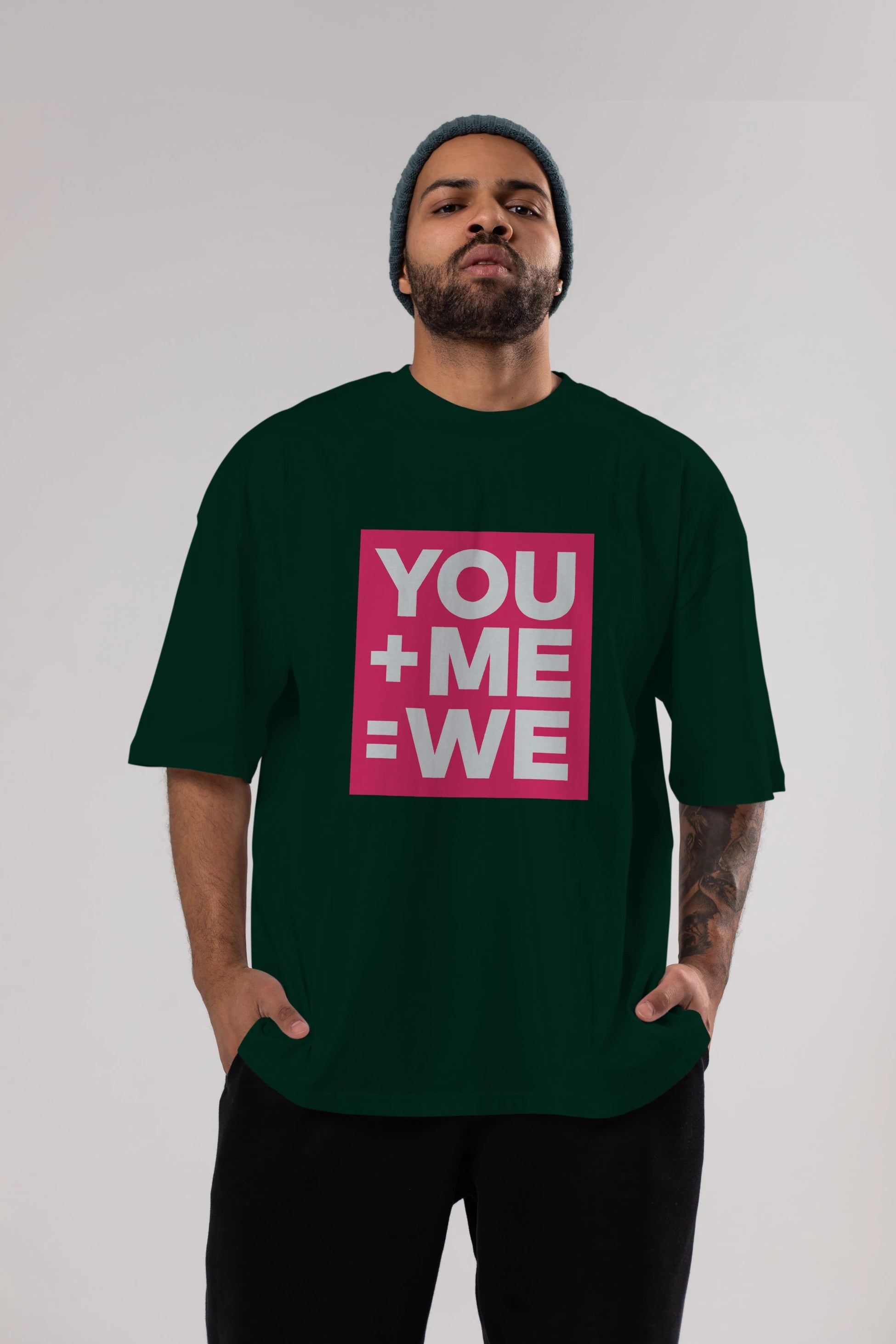 You Me We Yazılı Ön Baskılı Oversize t-shirt Erkek Kadın Unisex