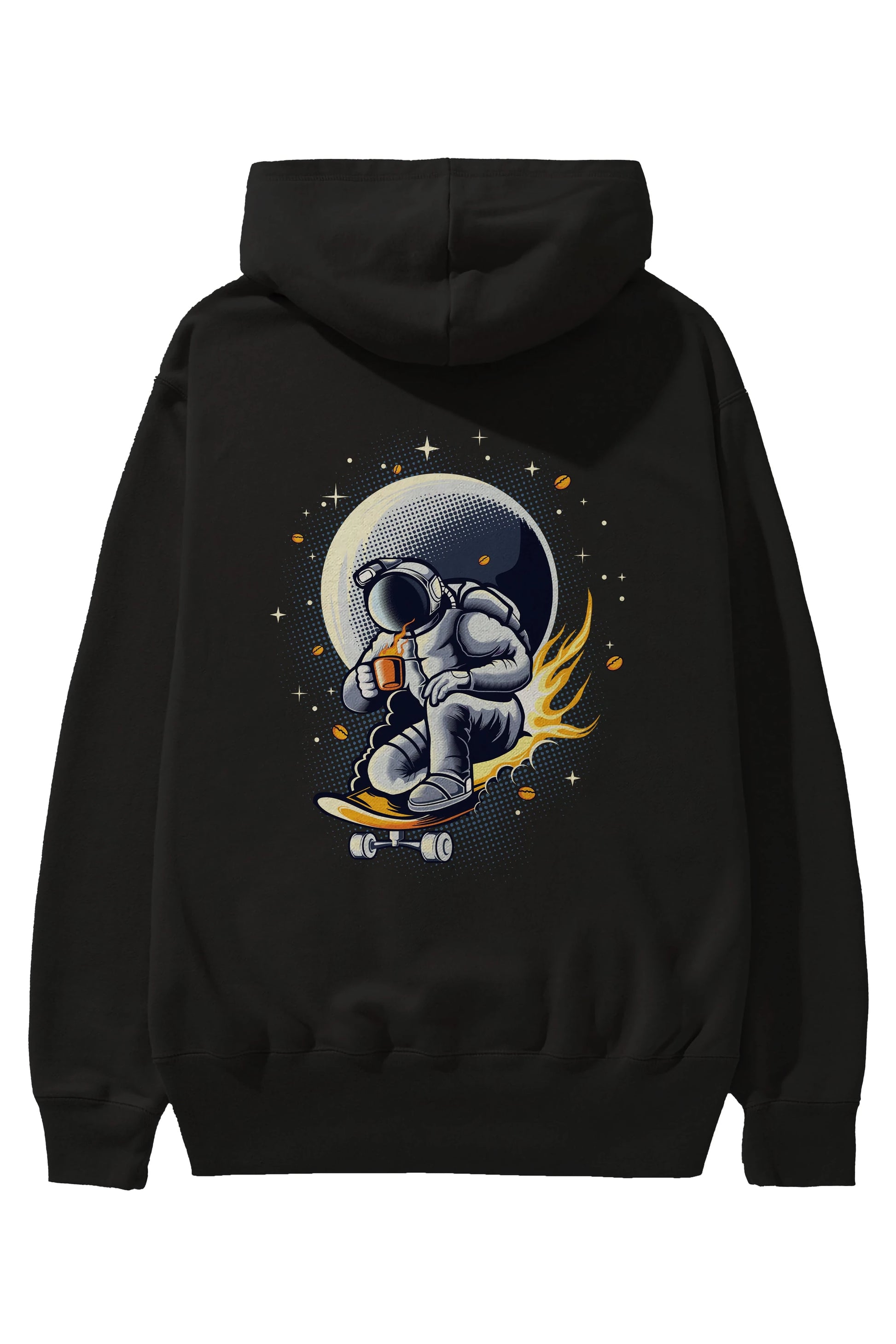 Astro Coffee Addict Arka Baskılı Hoodie Oversize Kapüşonlu Sweatshirt Erkek Kadın Unisex
