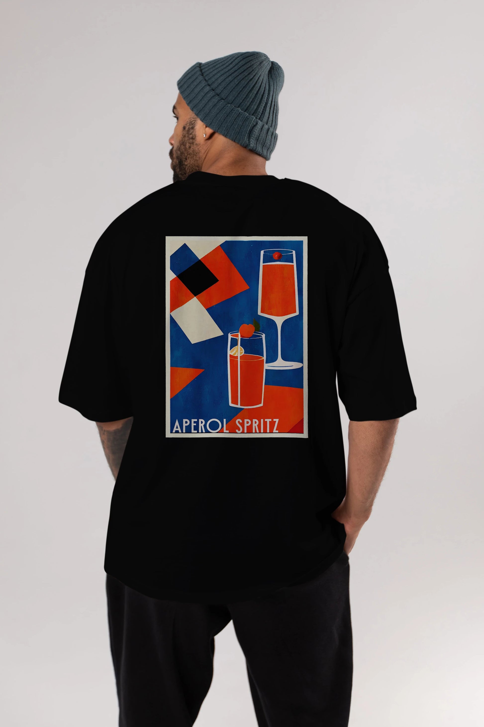 Aperol Spritz 4 Arka Baskılı Oversize t-shirt Erkek Kadın Unisex %100 Pamuk Bisiklet Yaka tişort