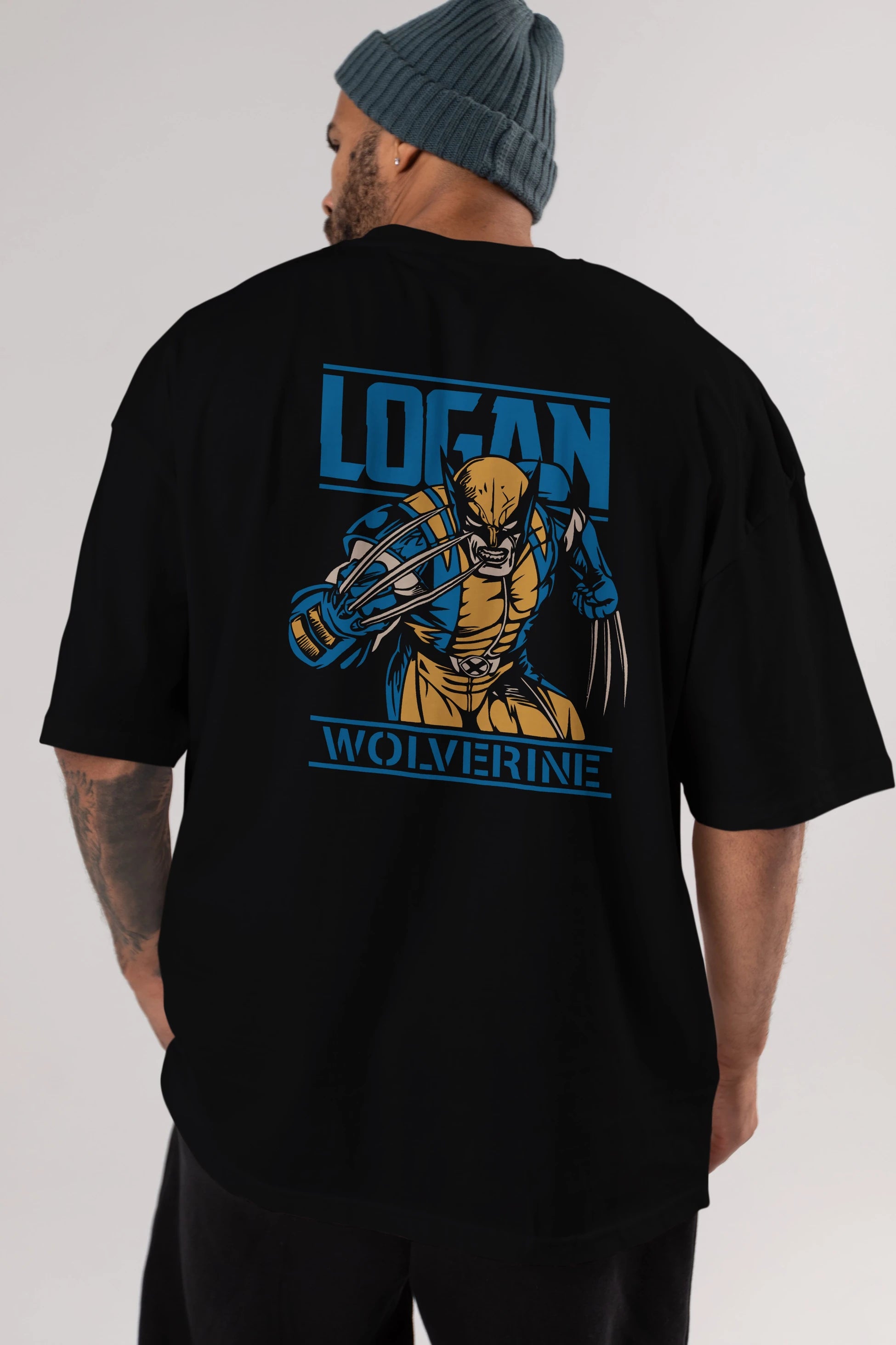 Wolverine Logan Arka Baskılı Oversize t-shirt Erkek Kadın Unisex %100 Pamuk Bisiklet Yaka tişort