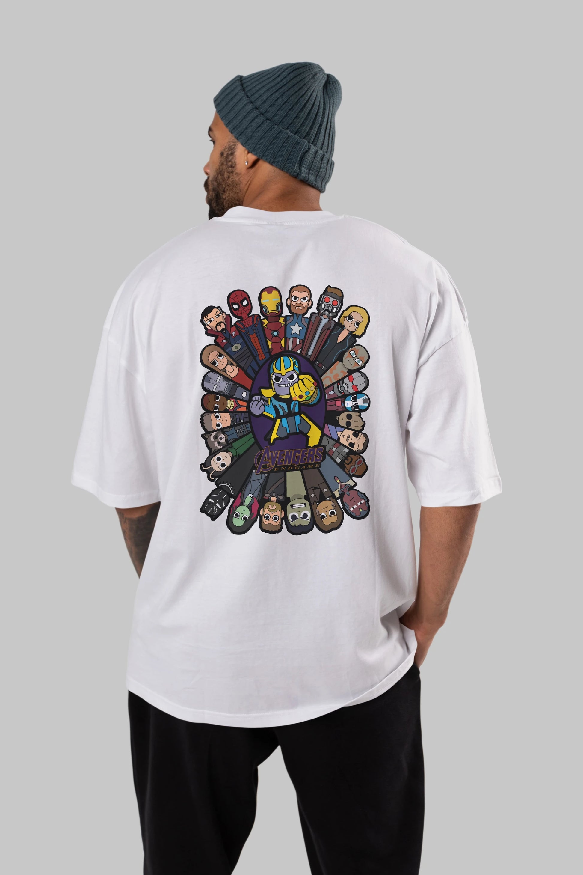 The Avengers (2) Arka Baskılı Oversize t-shirt Erkek Kadın Unisex %100 Pamuk Bisiklet Yaka tişort
