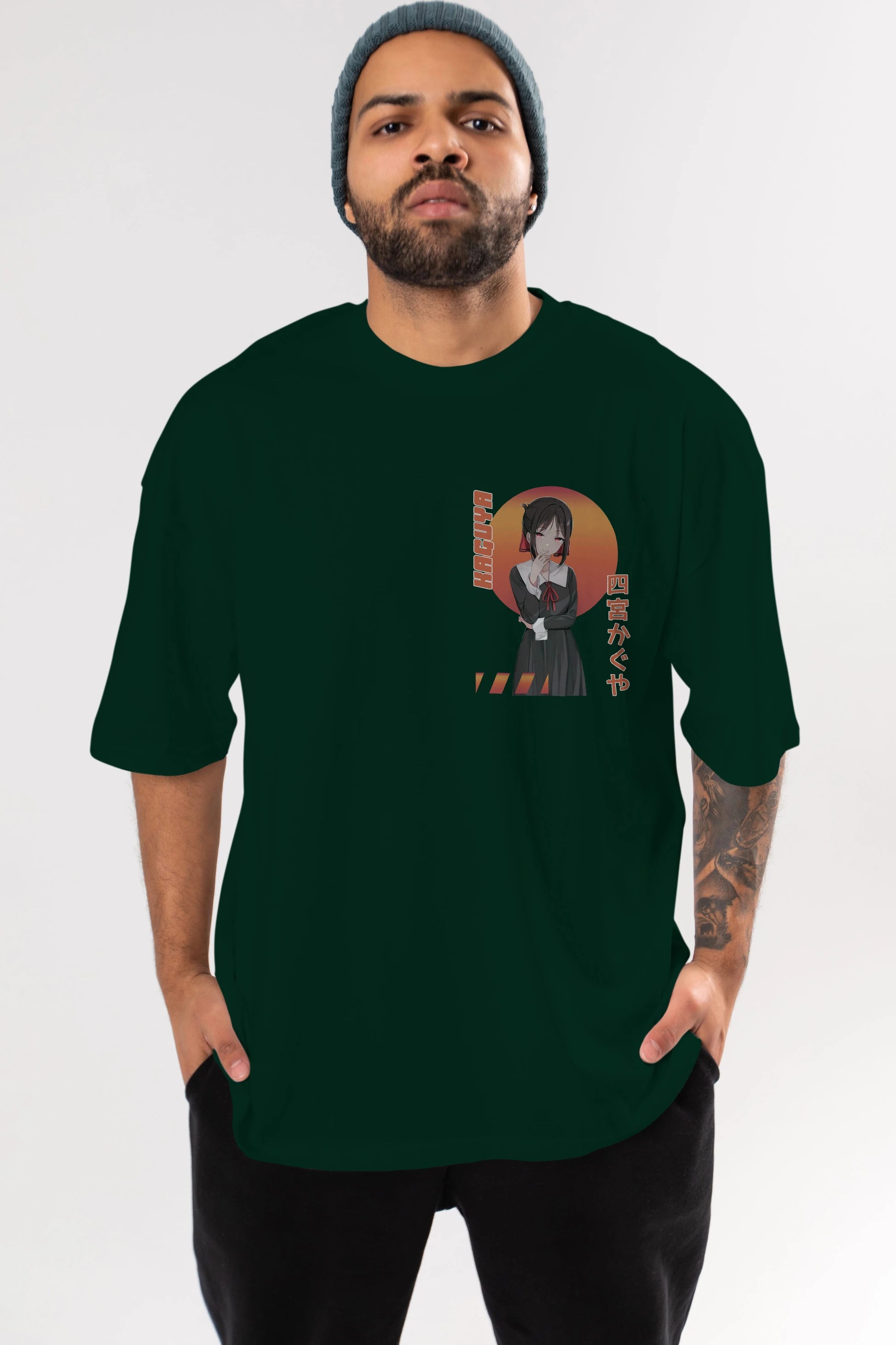 Kaguya Shinomiya 5 Ön Sol Baskılı Oversize t-shirt Erkek Kadın Unisex %100 Pamuk Bisiklet Yaka tişort