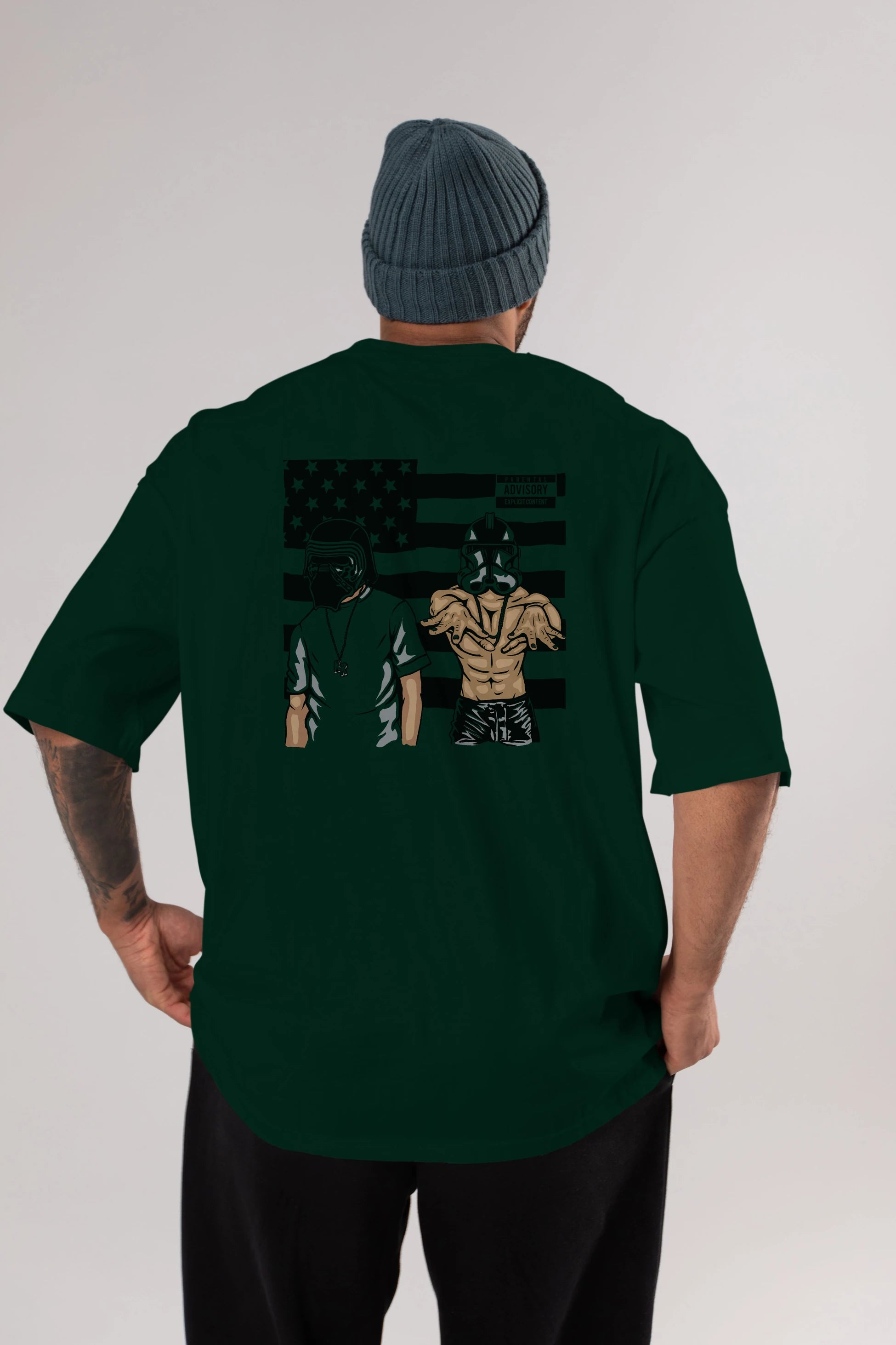Darkonia Arka Baskılı Oversize t-shirt Erkek Kadın Unisex %100 Pamuk