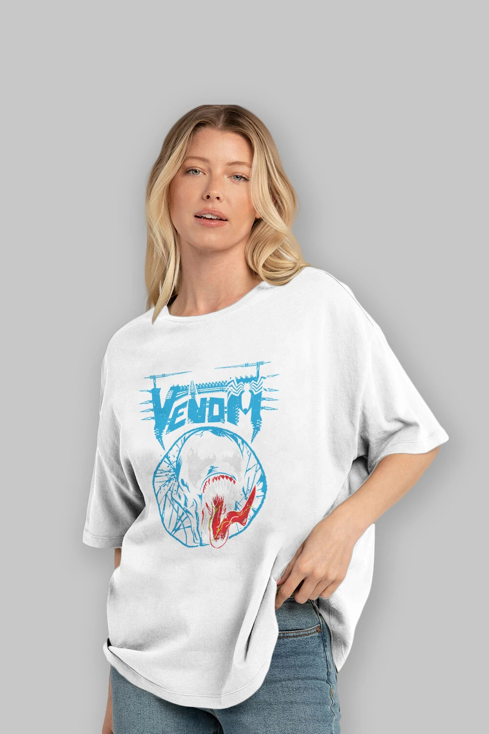 Venom (23) Ön Baskılı Oversize t-shirt Erkek Kadın Unisex %100 Pamuk Bisiklet Yaka tişort