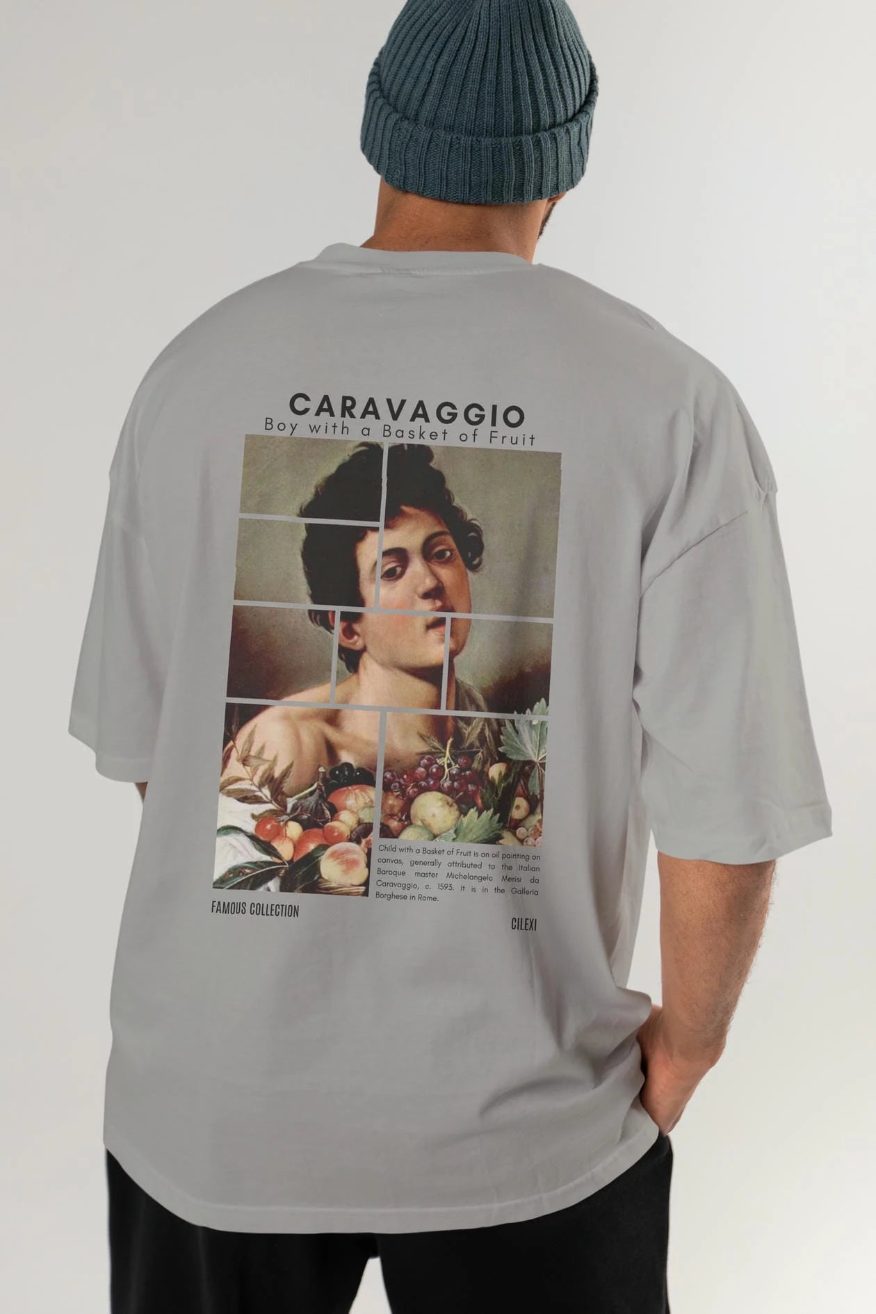 Caravaggio Boy Arka Baskılı Oversize t-shirt Erkek Kadın Bisiklet Yaka Pamuk tişort
