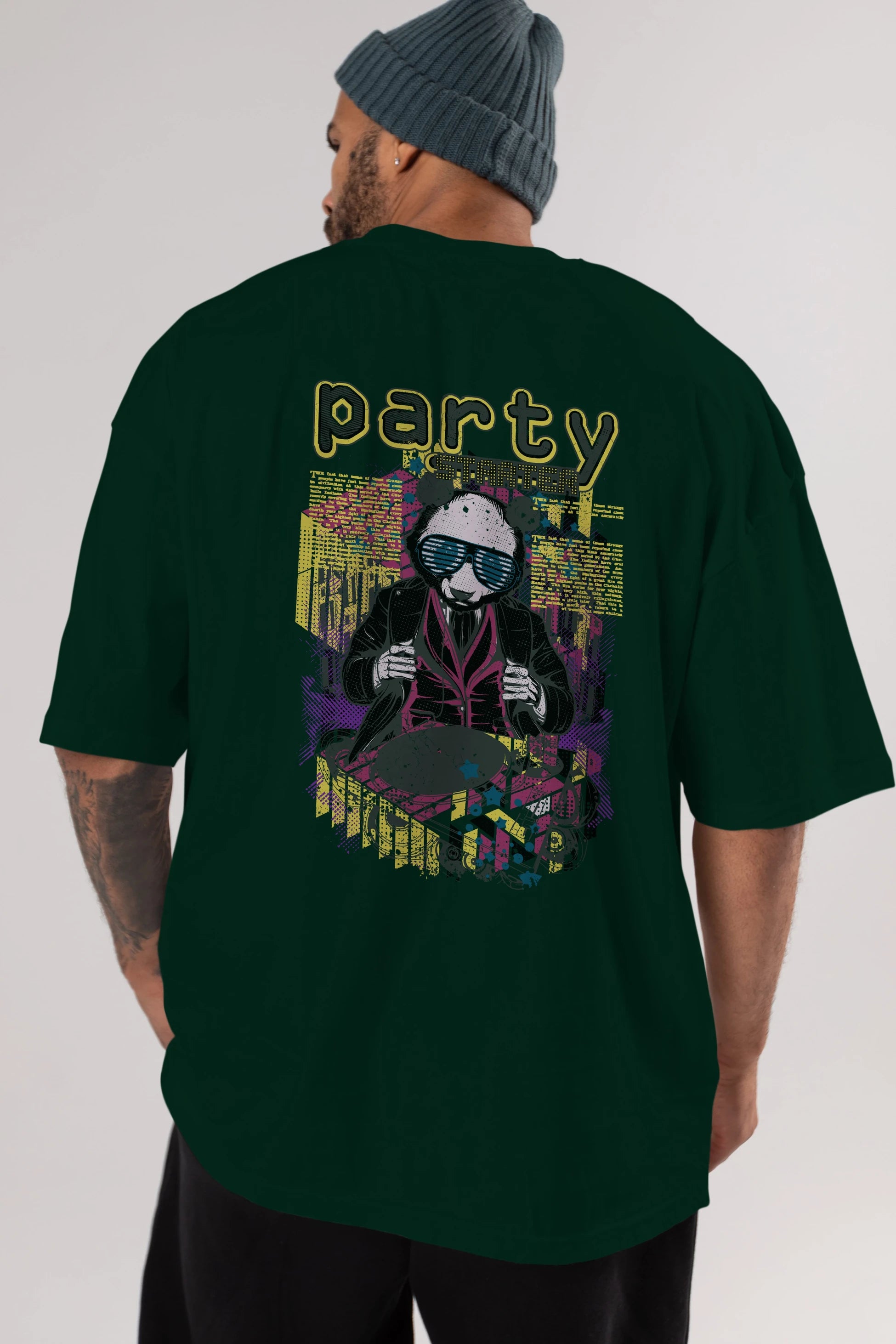 Party Starter Arka Baskılı Oversize t-shirt Erkek Kadın Unisex
