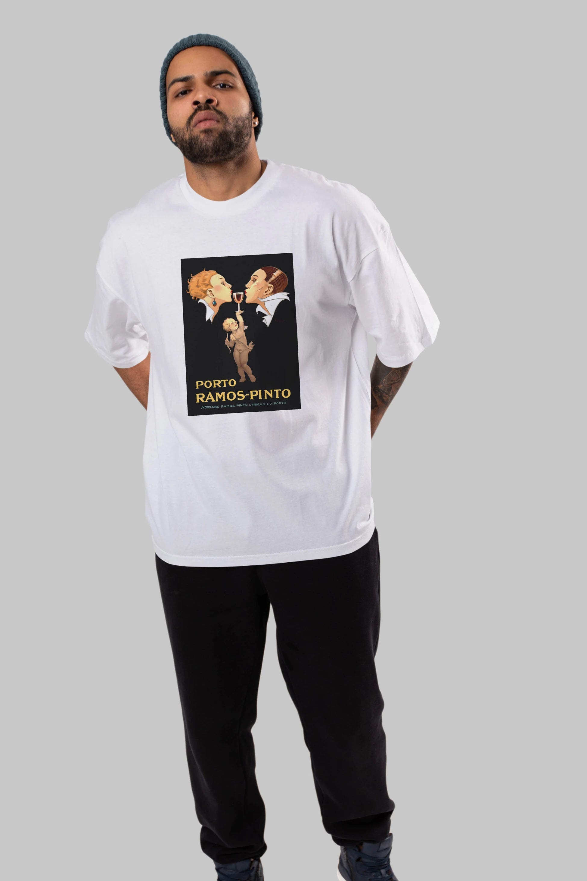 Porto Ramos Pinto Ön Baskılı Oversize t-shirt Erkek Kadın Unisex %100 Pamuk Bisiklet Yaka tişort