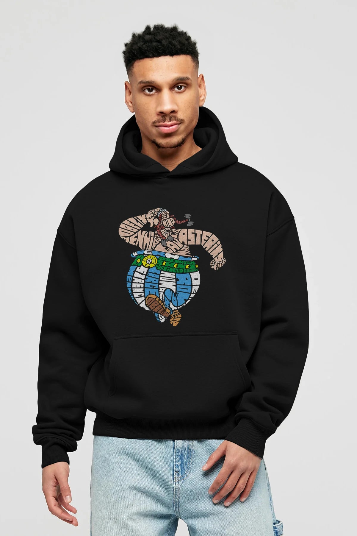 Obelix Ön Baskılı Hoodie Oversize Kapüşonlu Sweatshirt Erkek Kadın Unisex