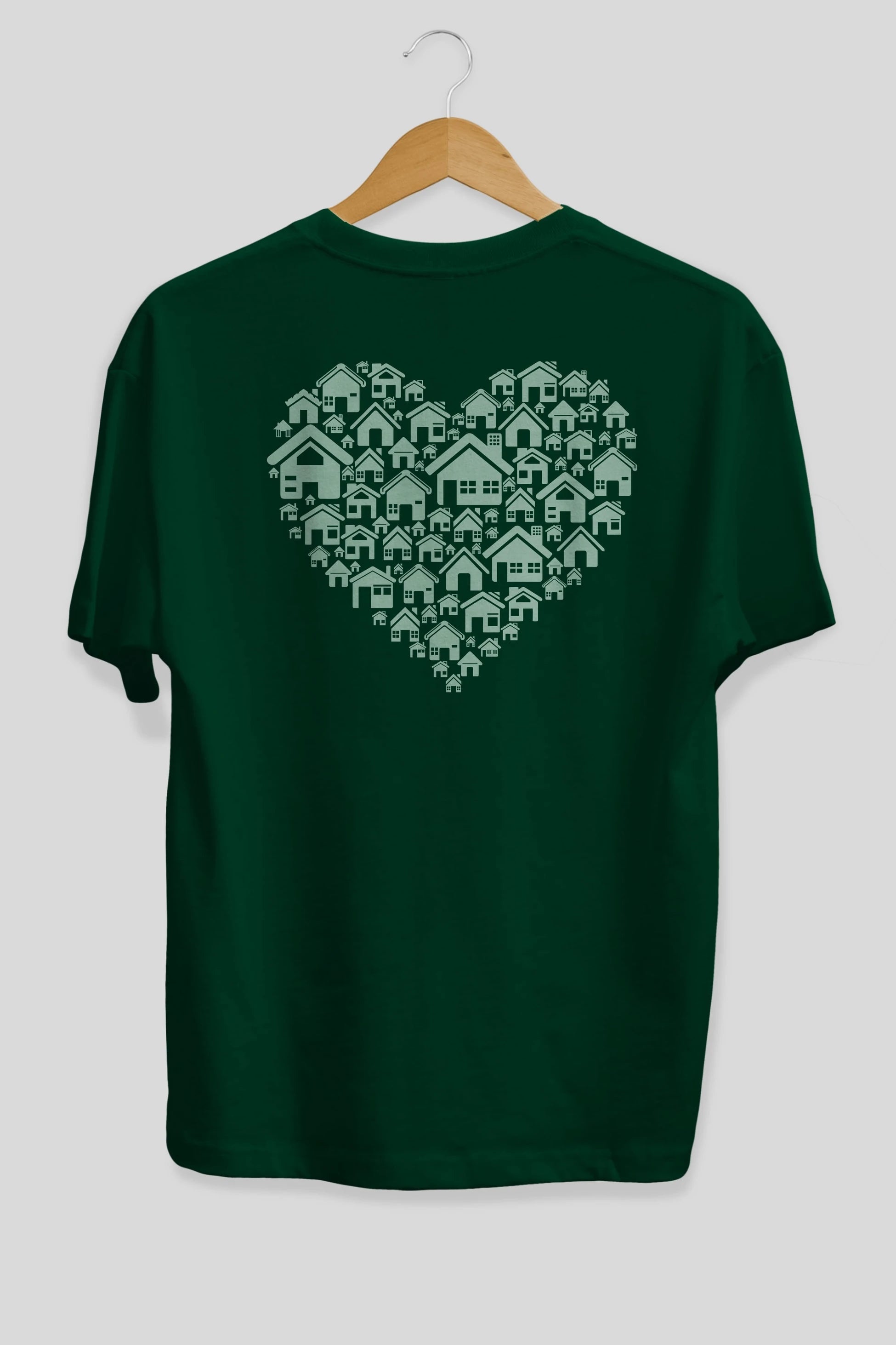 Home Heart Arka Baskılı Oversize t-shirt %100 pamuk Erkek Kadın Unisex