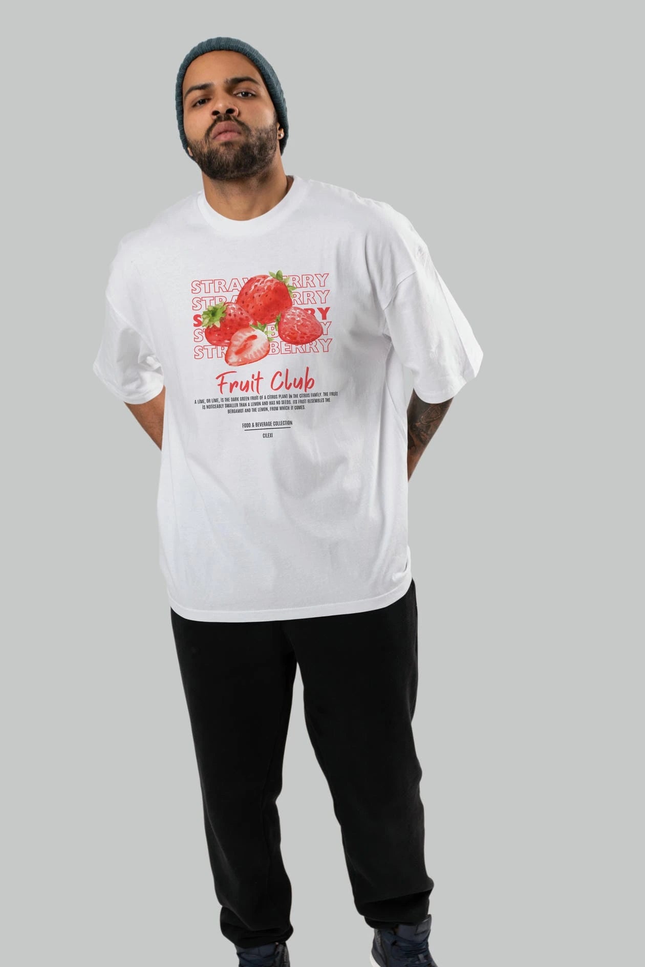 Strawberry Ön Baskılı Oversize t-shirt Erkek Kadın Pamuk Bisiklet Yaka tişort