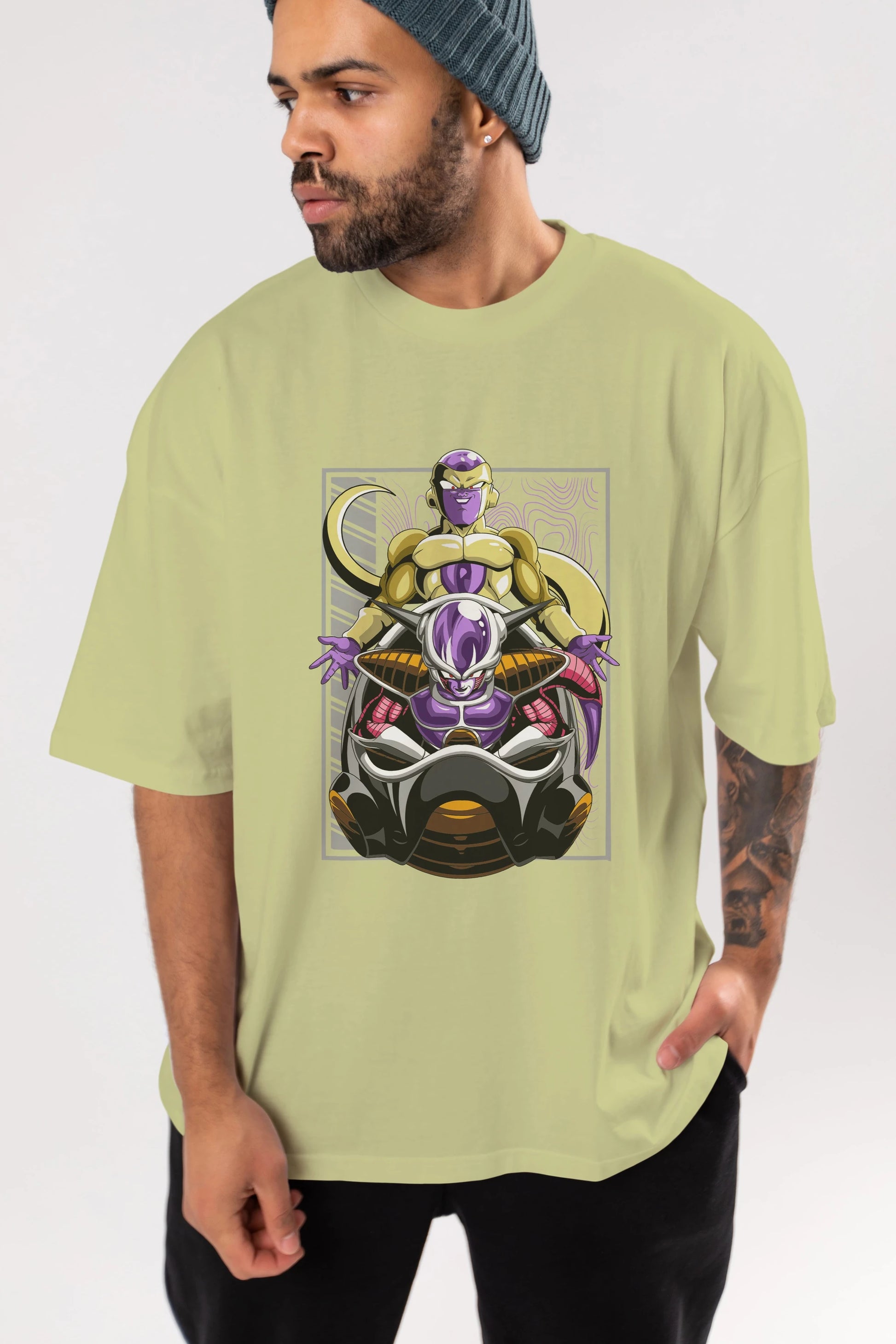 DragonBall Freezer Anime Ön Baskılı Oversize t-shirt %100 pamuk Erkek Kadın Unisex