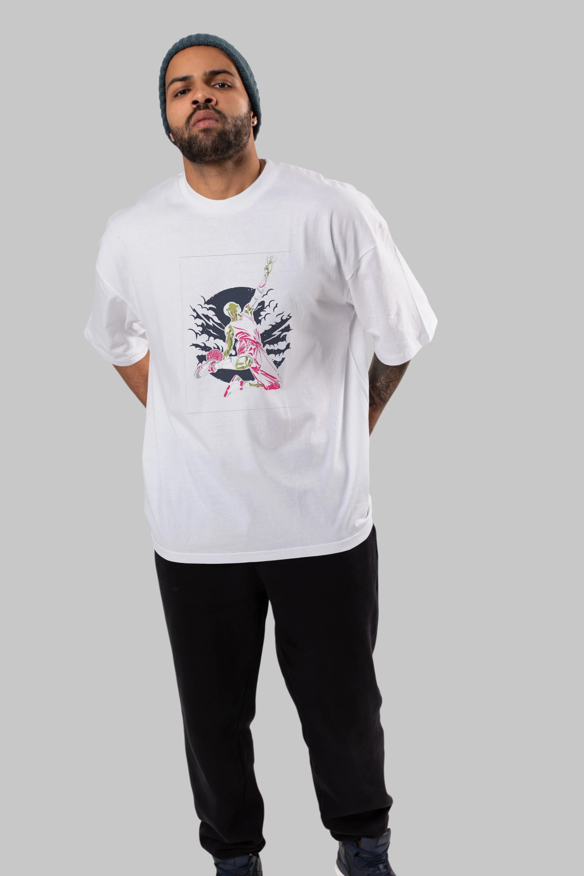 Zombie Slam Dunk Ön Baskılı Oversize t-shirt Erkek Kadın Unisex %100 Pamuk tişort