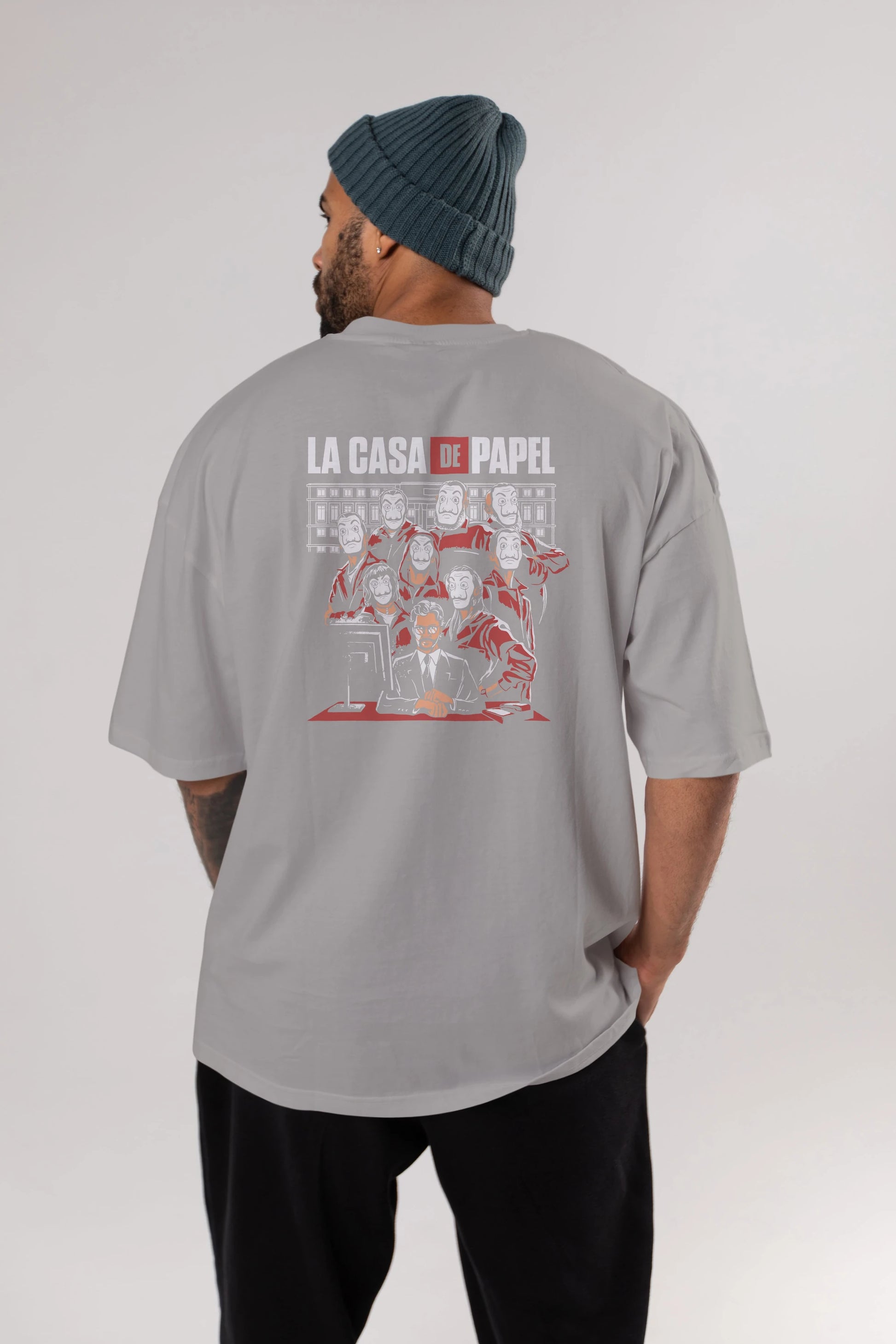 La Casa De Papel (5) Arka Baskılı Oversize t-shirt Erkek Kadın Unisex %100 Pamuk Bisiklet Yaka tişort
