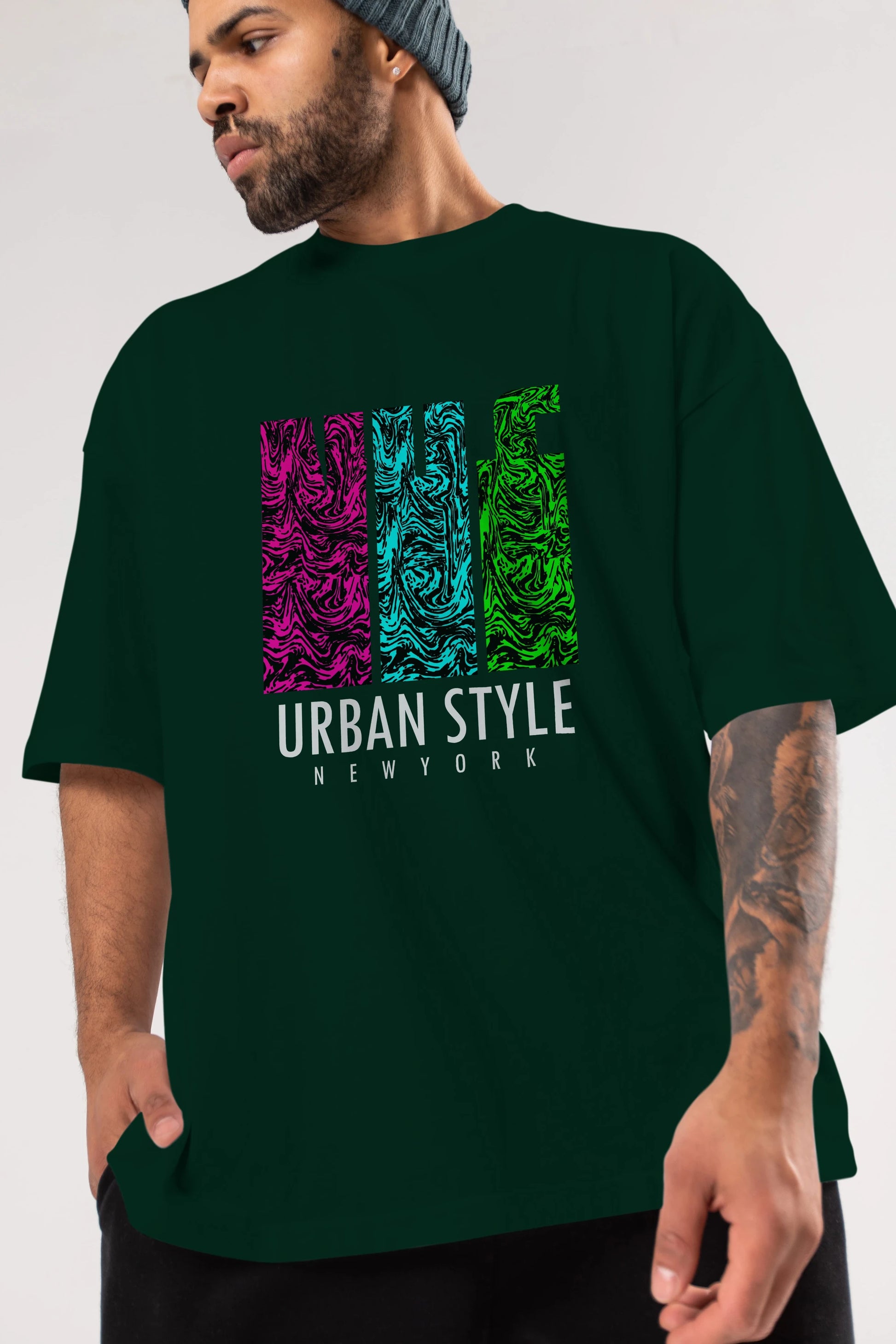Urban Style Newyork Ön Baskılı Oversize t-shirt Erkek Kadın Unisex