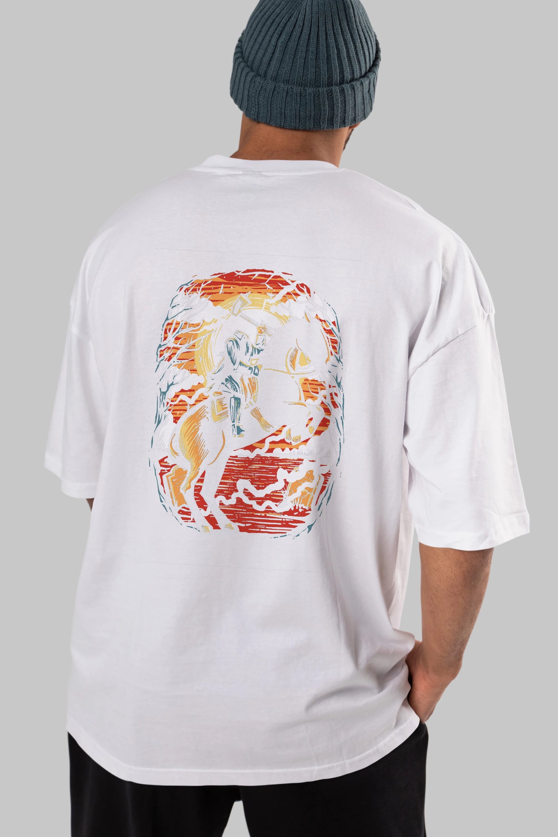 Headless Horseman Arka Baskılı Oversize t-shirt Erkek Kadın Unisex %100 Pamuk