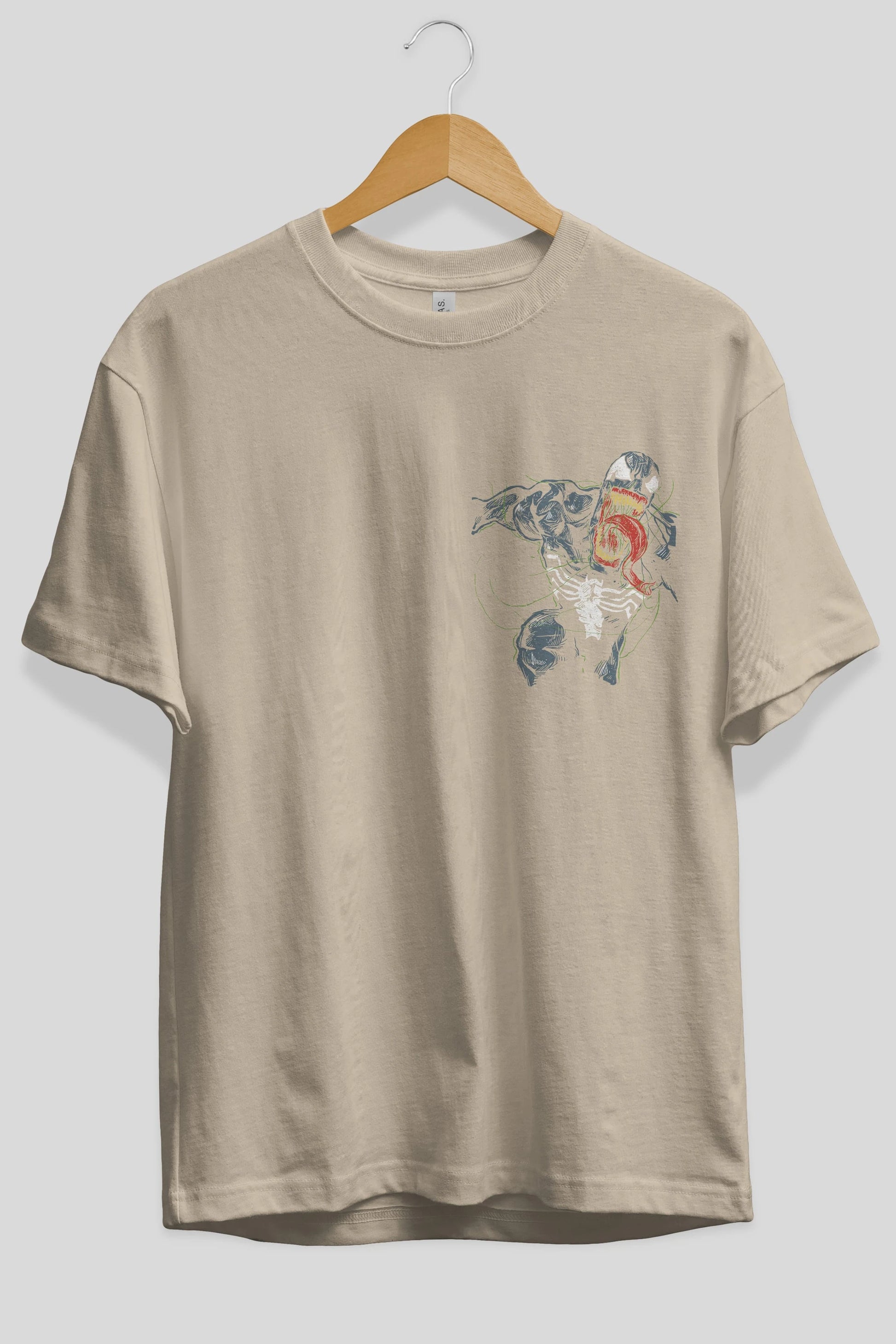 Venom (6) Ön Sol Baskılı Oversize t-shirt Erkek Kadın Unisex %100 Pamuk Bisiklet Yaka tişort