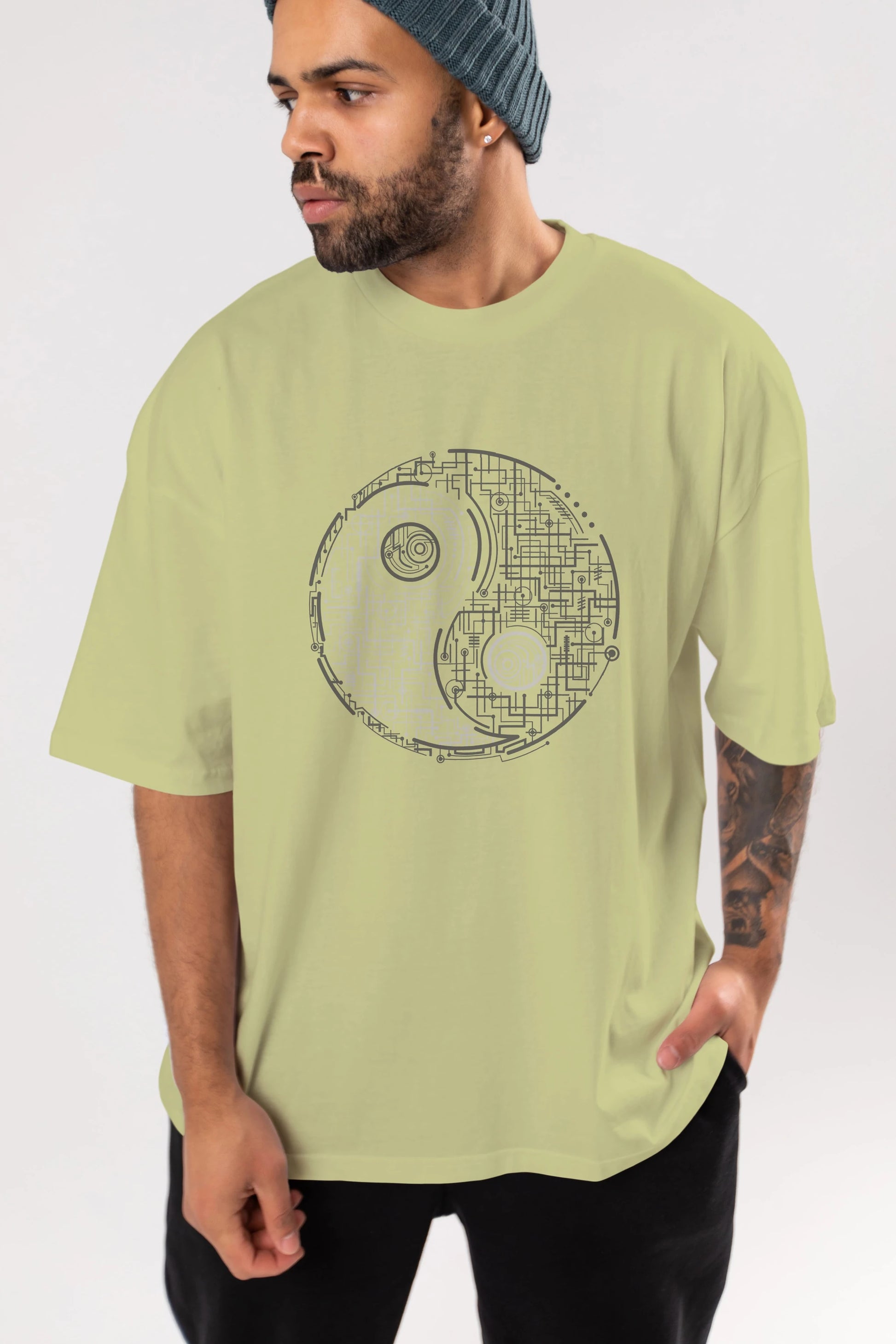 Electric Balance Ön Baskılı Oversize t-shirt %100 pamuk Erkek Kadın Unisex