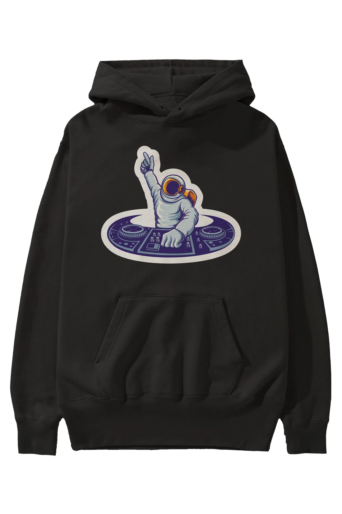 Astronaut Disk Jockey Party Sticker Ön Baskılı Hoodie Oversize Kapüşonlu Sweatshirt Erkek Kadın Unisex