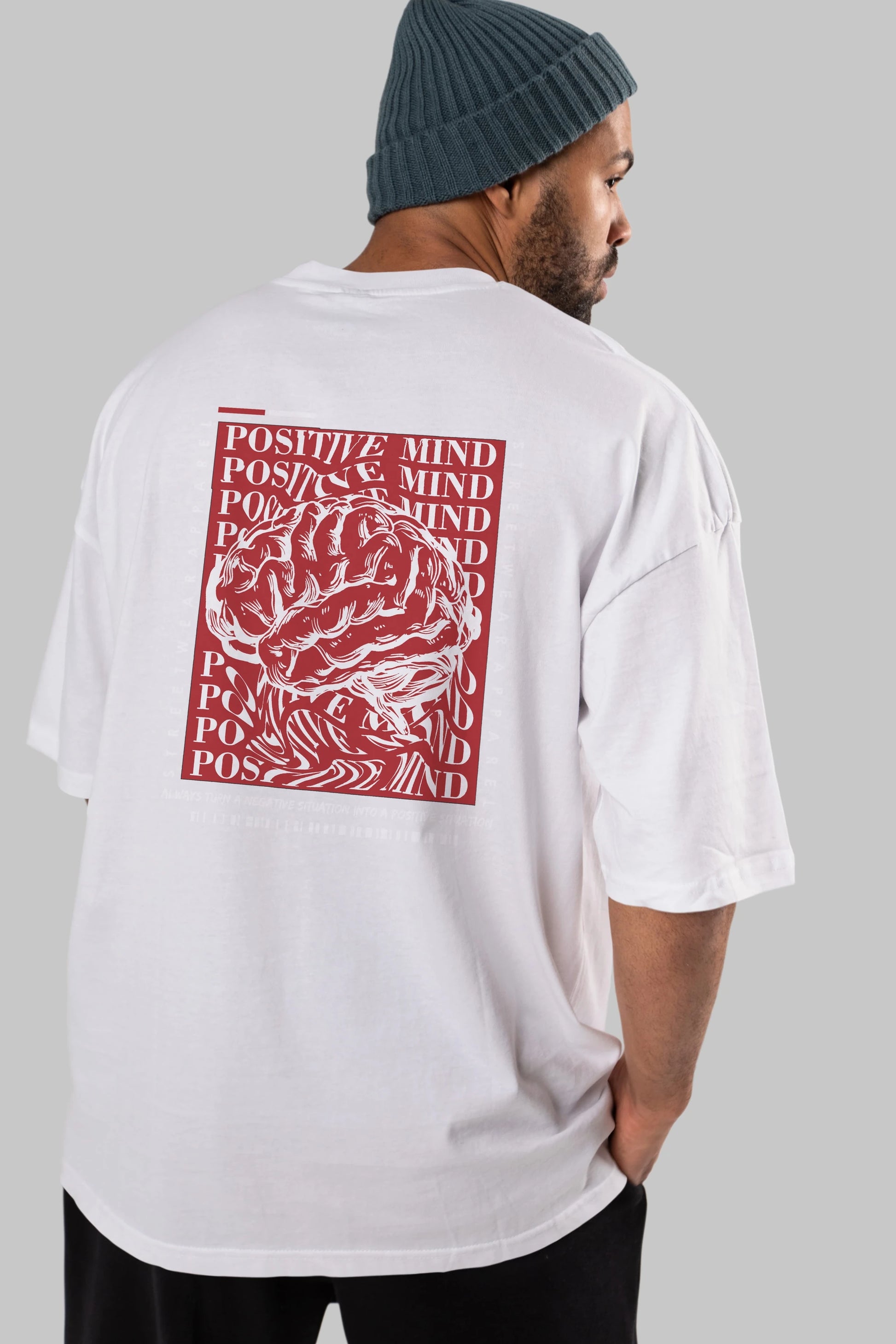 Positive Mind Arka Baskılı Oversize t-shirt Erkek Kadın Unisex